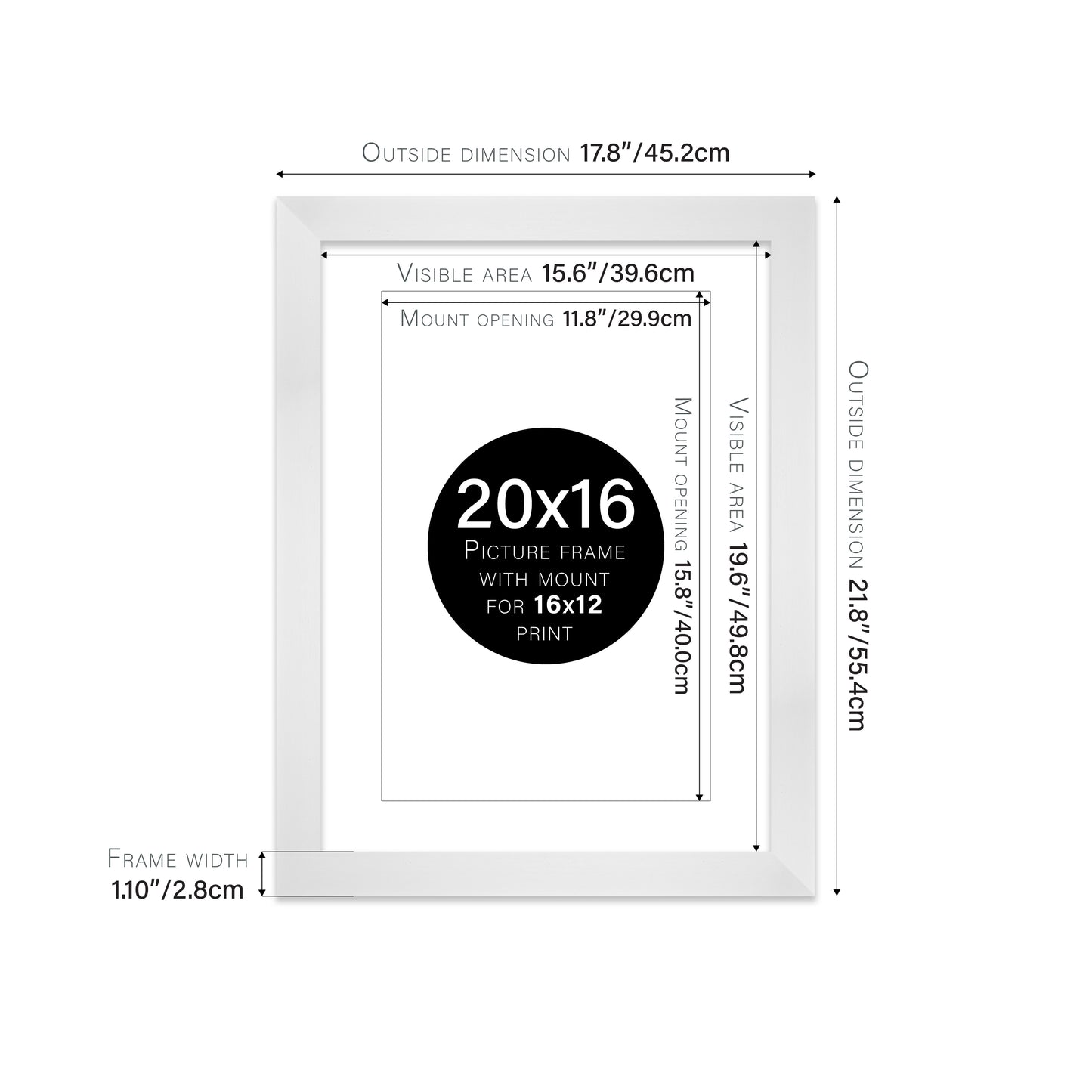 White Picture Frame 28mm Edge