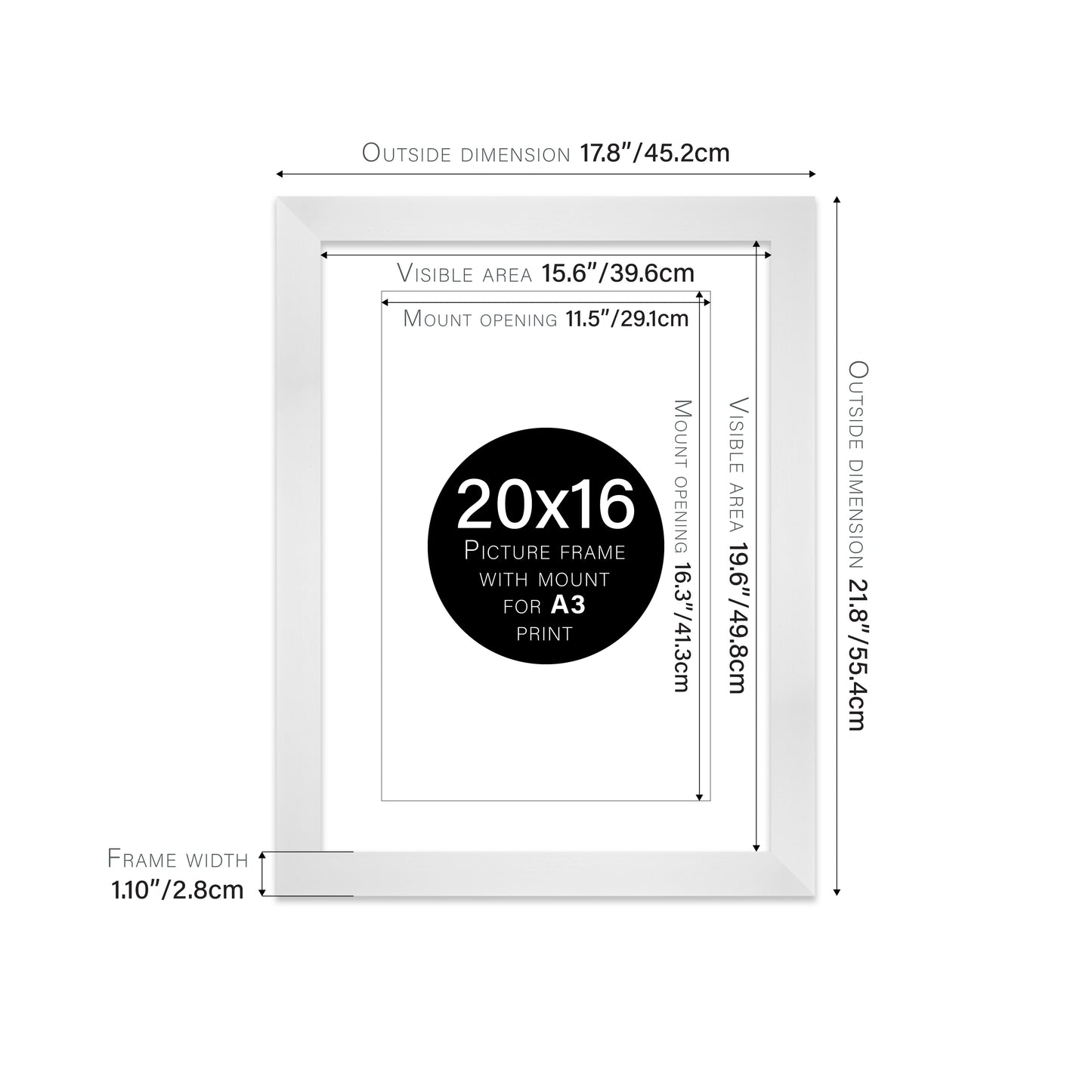 White Picture Frame 28mm Edge