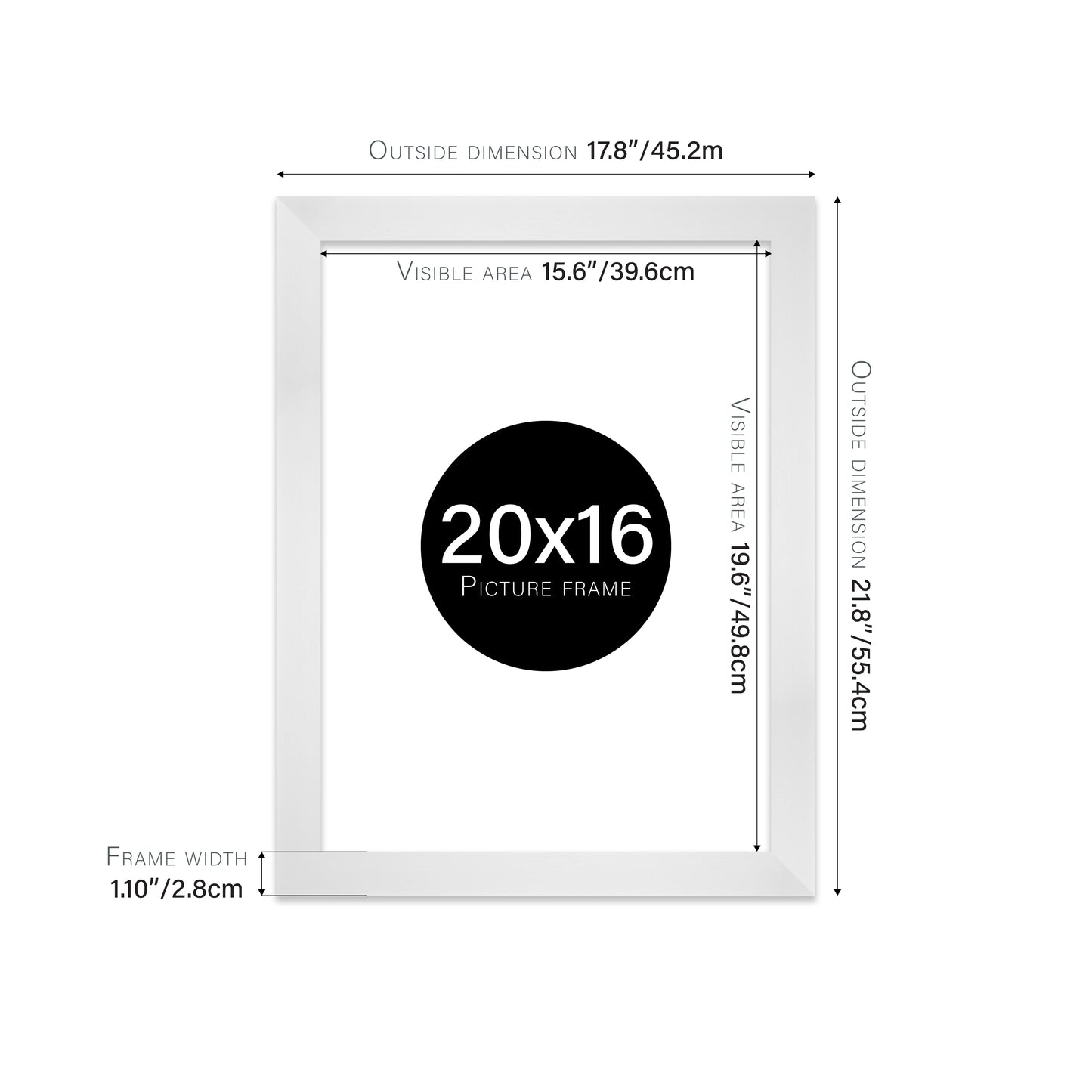 White Picture Frame 28mm Edge