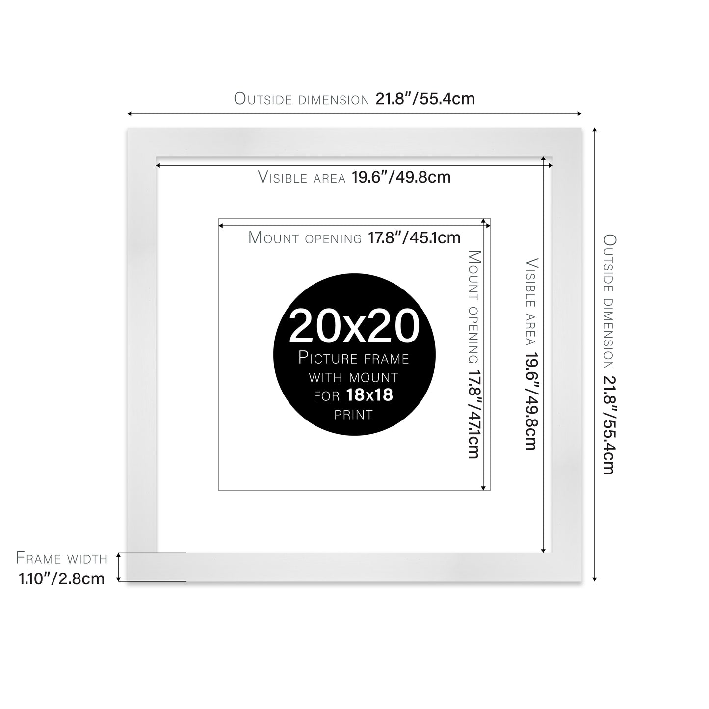 White Picture Frame 28mm Edge