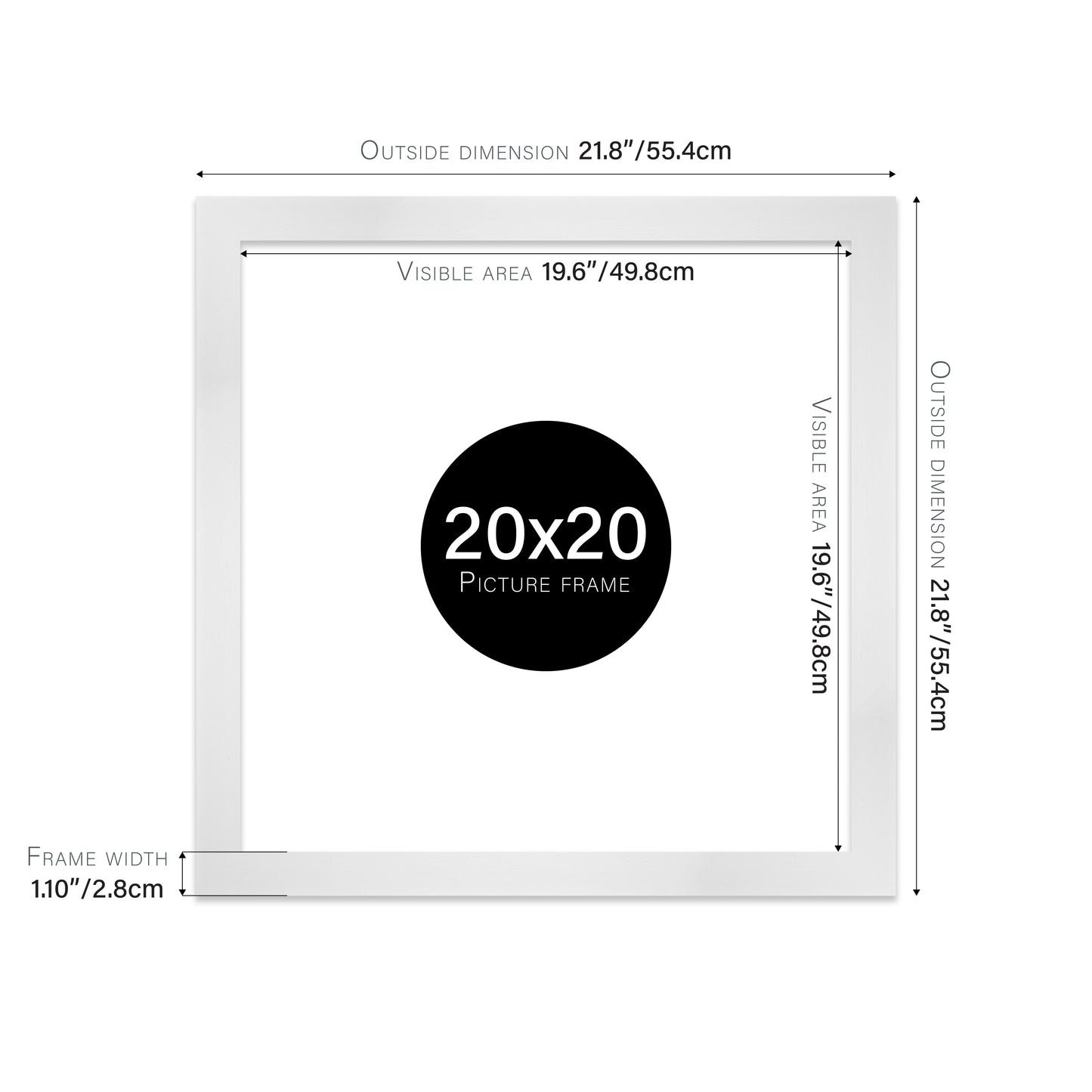 White Picture Frame 28mm Edge