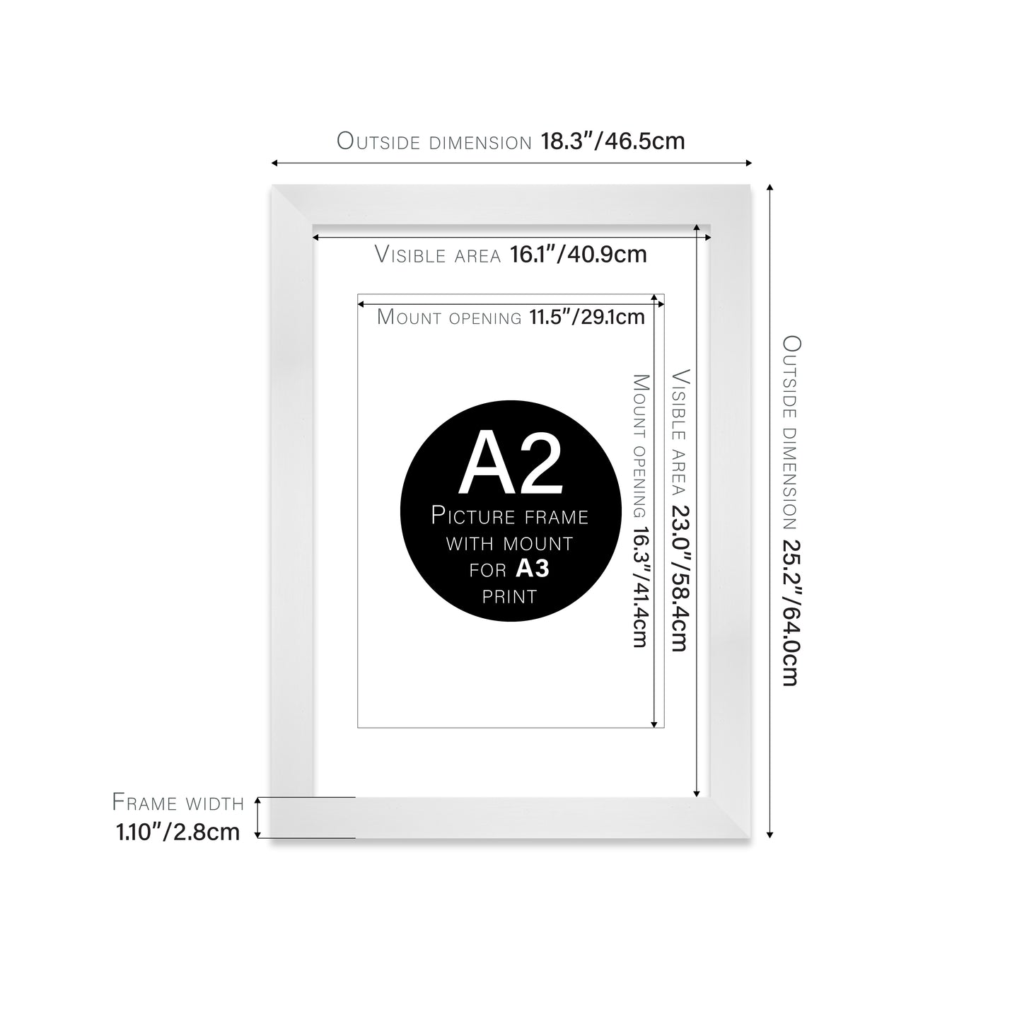 White Picture Frame 28mm Edge