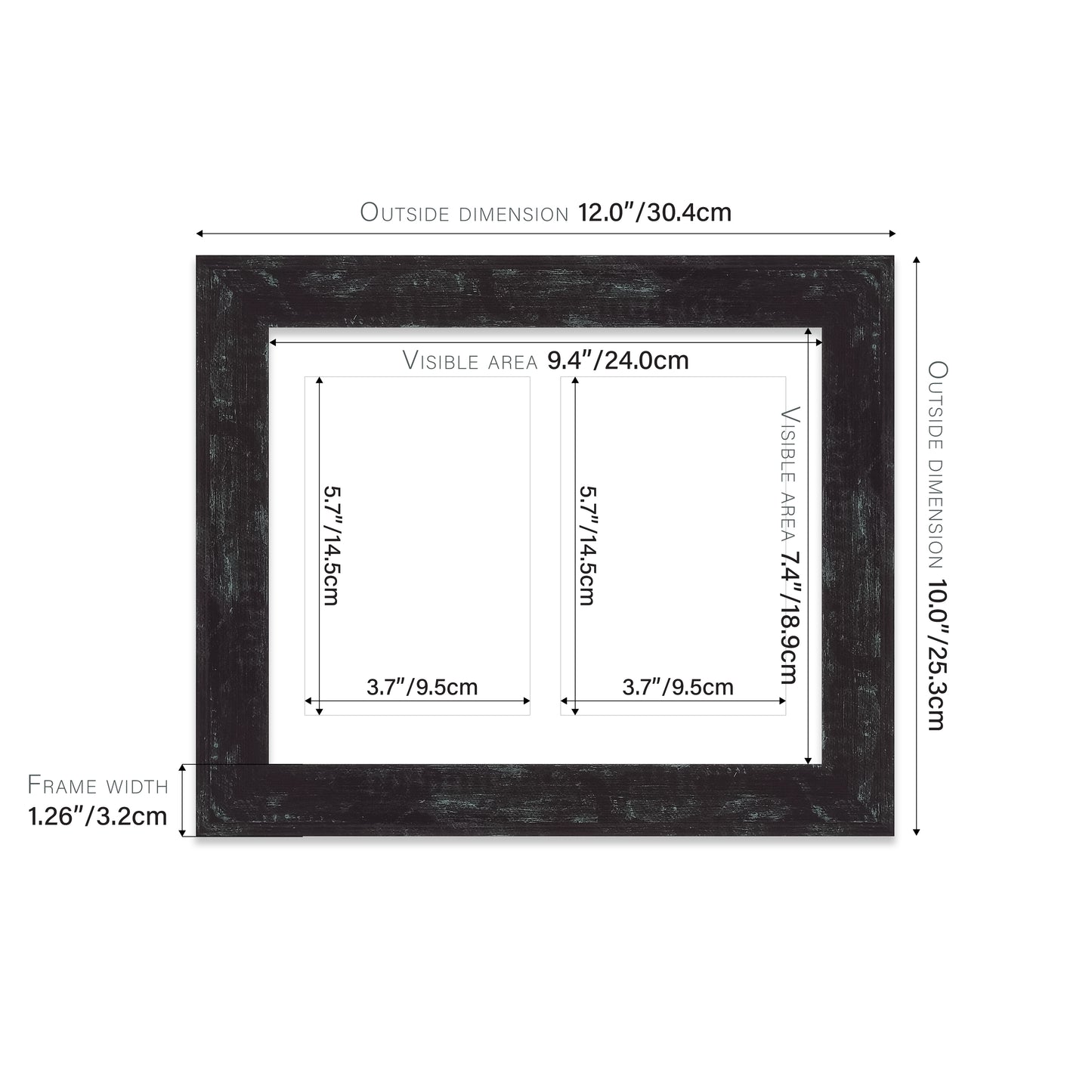 Distressed Black Picture Frame 32mm Edge