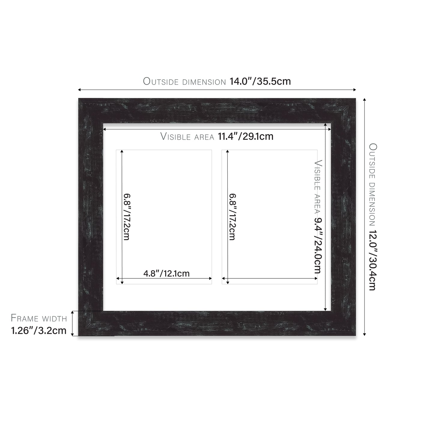 Distressed Black Picture Frame 32mm Edge