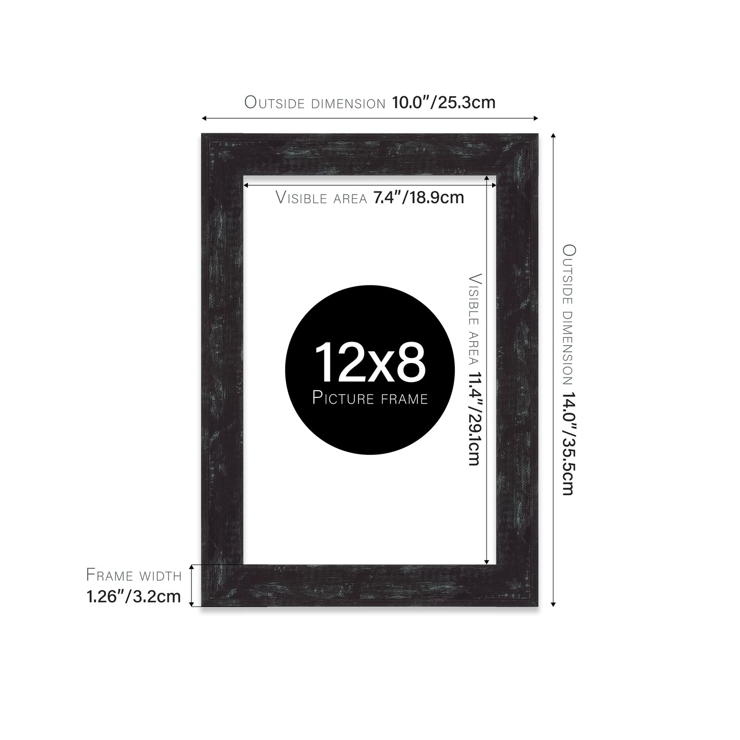 Distressed Black Picture Frame 32mm Edge