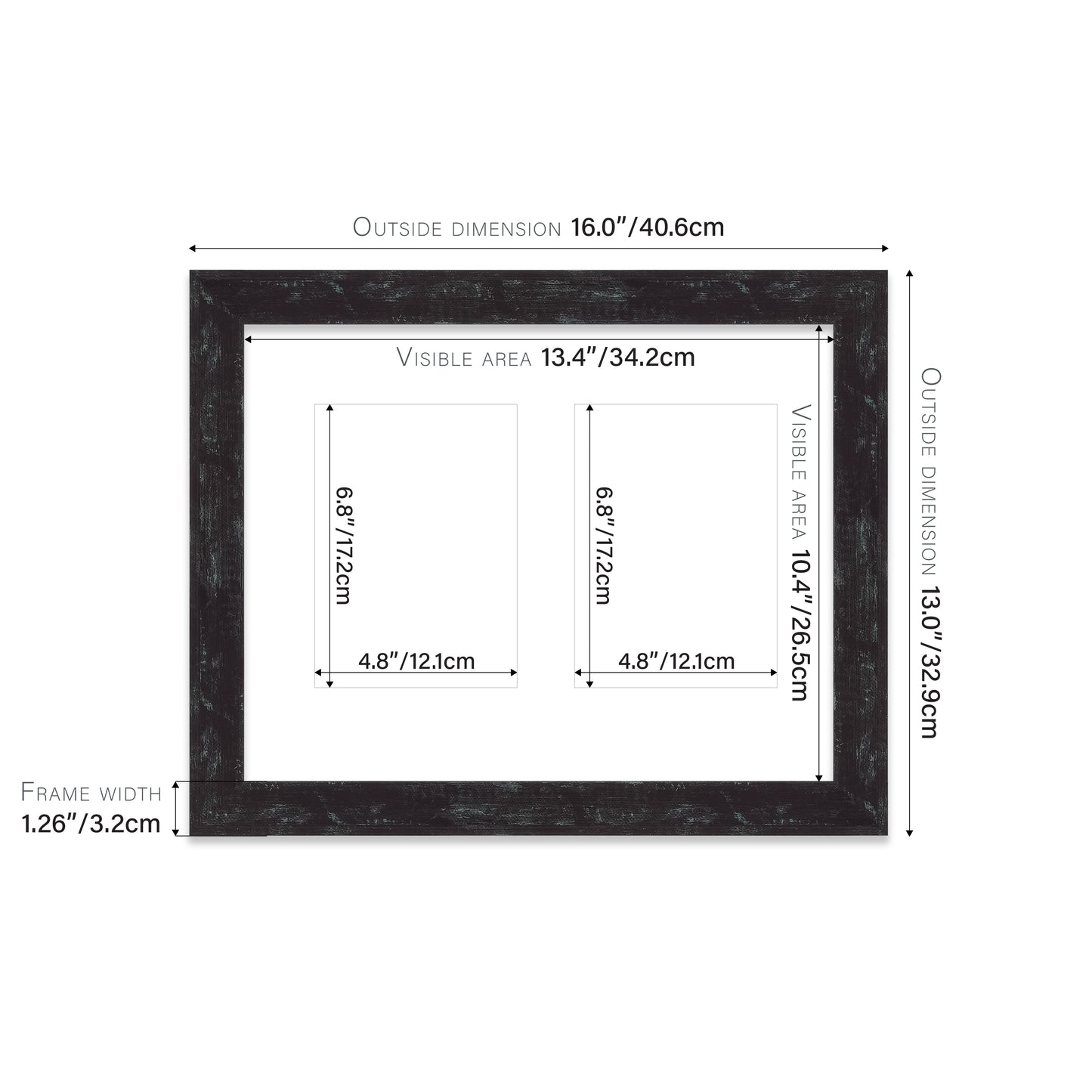 Distressed Black Picture Frame 32mm Edge