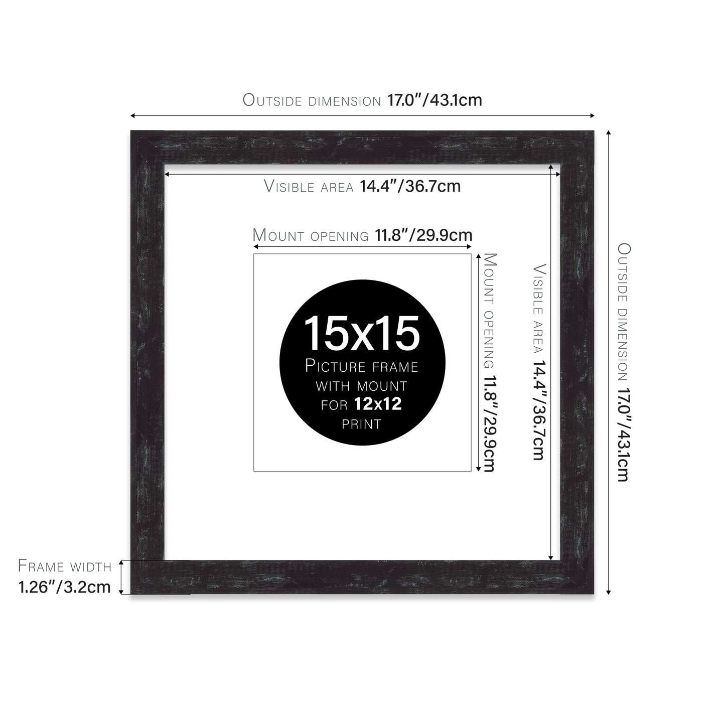 Distressed Black Picture Frame 32mm Edge