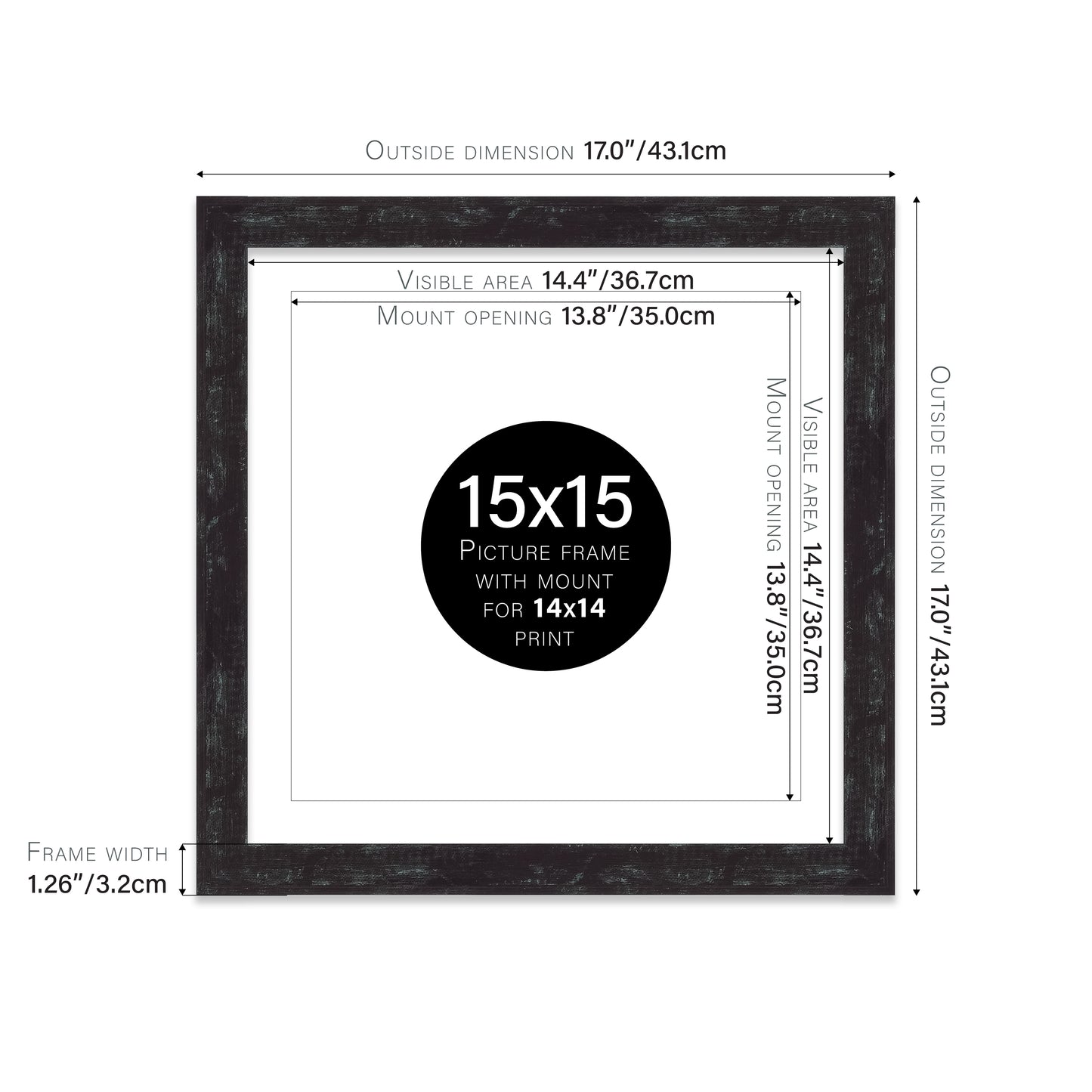 Distressed Black Picture Frame 32mm Edge