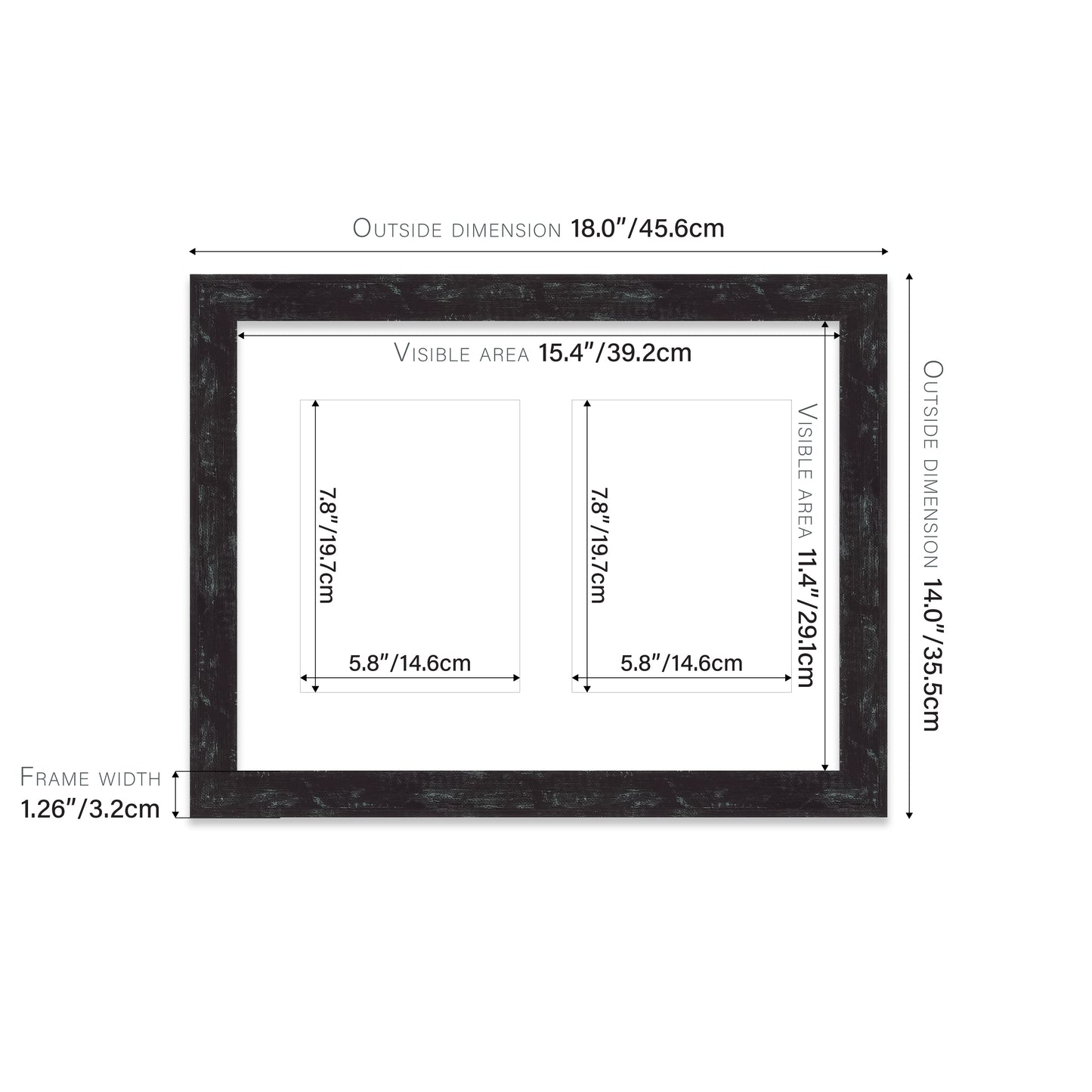 Distressed Black Picture Frame 32mm Edge