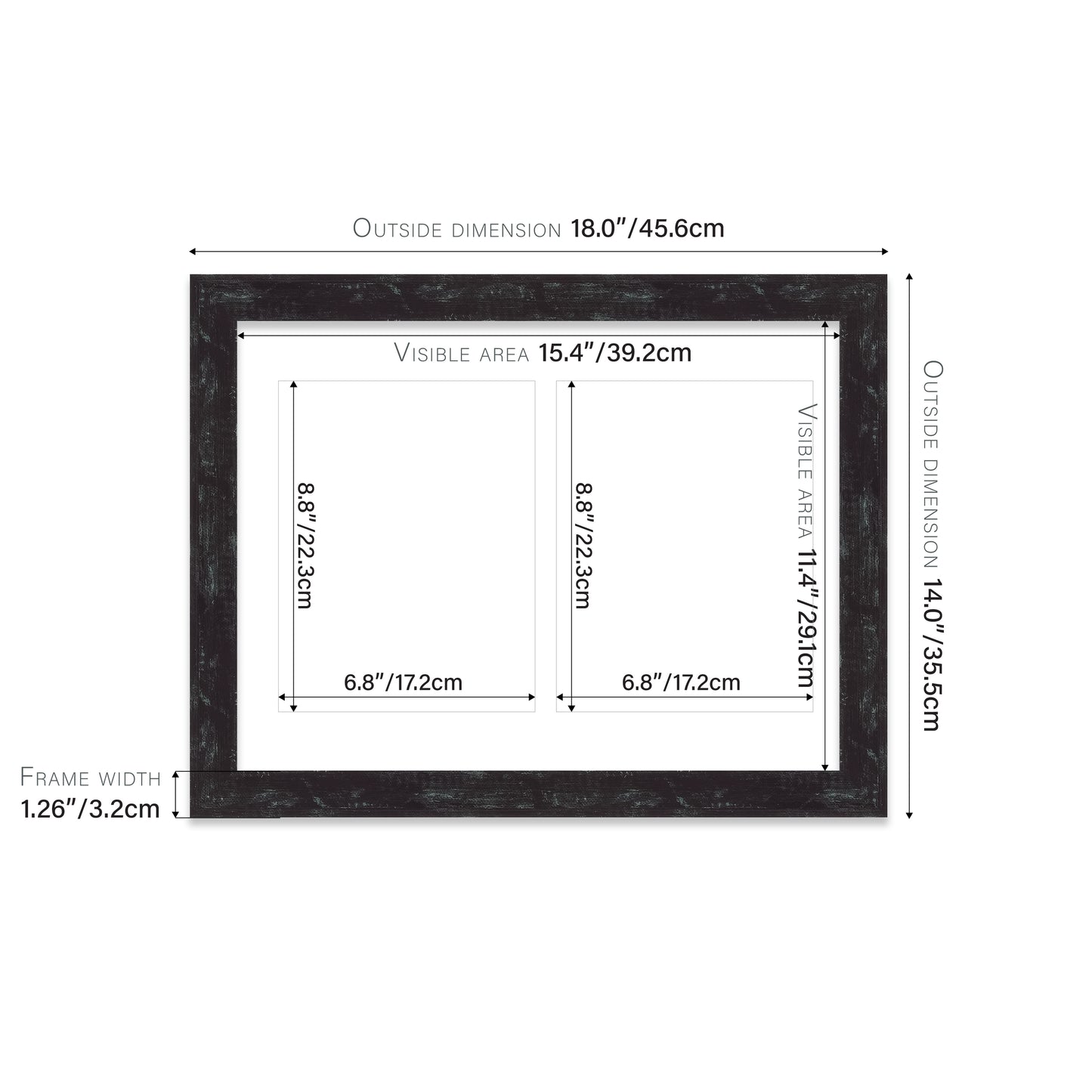 Distressed Black Picture Frame 32mm Edge