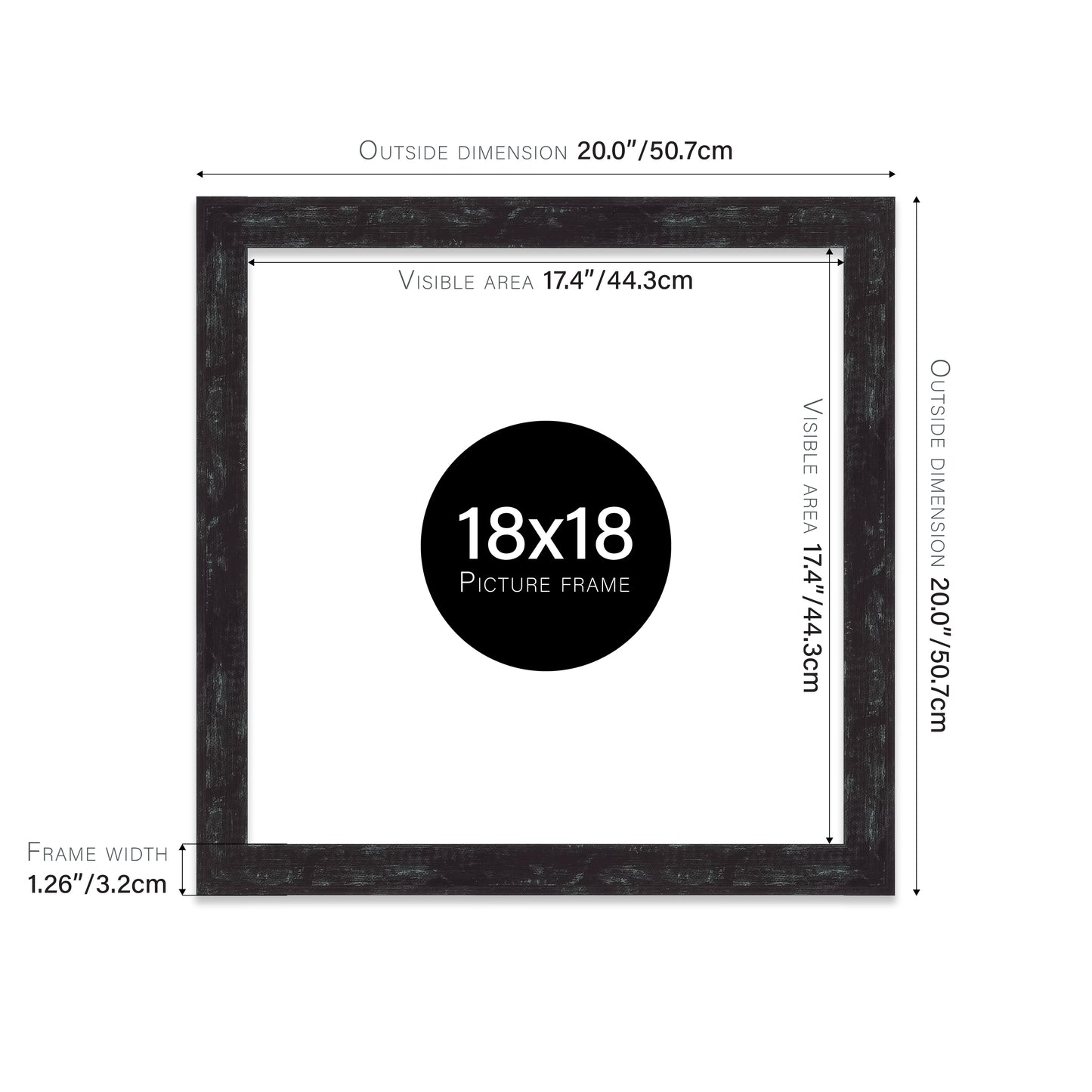 Distressed Black Picture Frame 32mm Edge