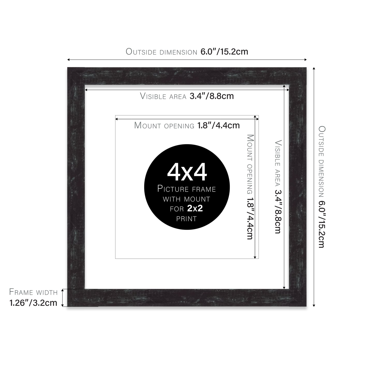 Distressed Black Picture Frame 32mm Edge