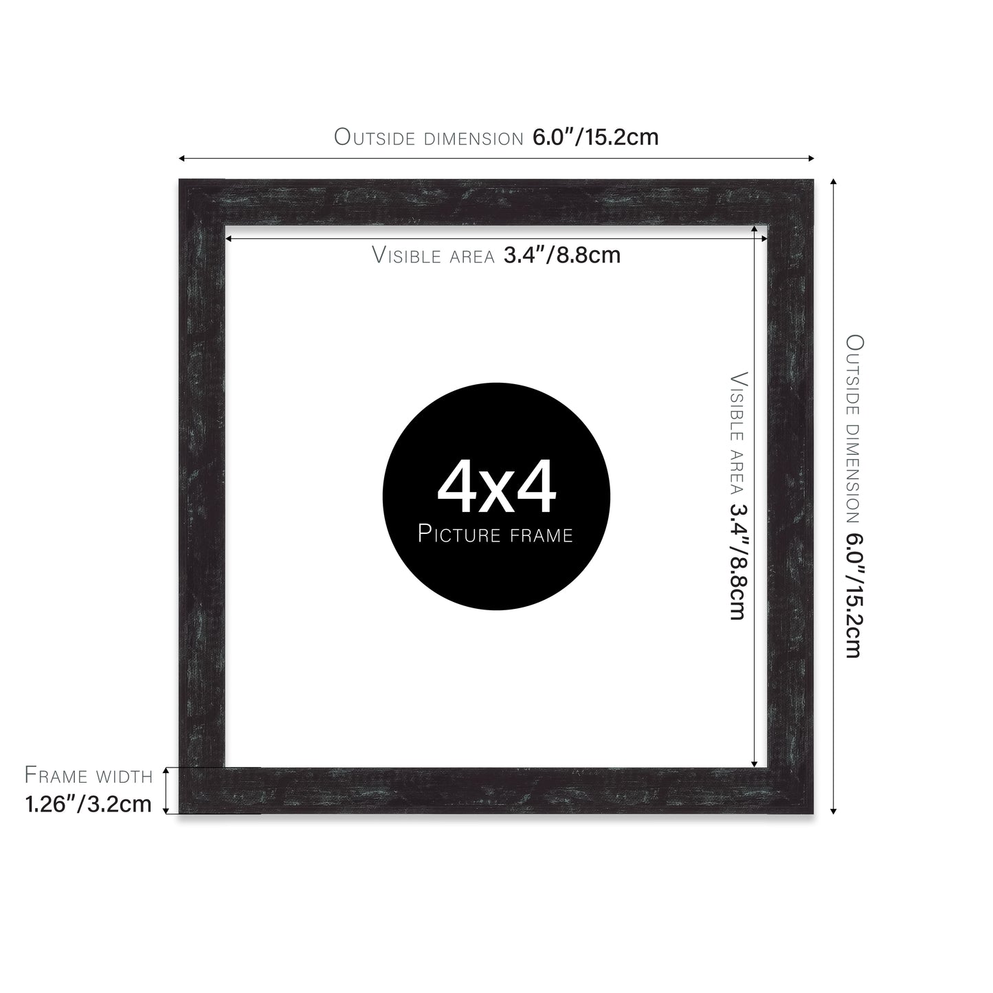 Distressed Black Picture Frame 32mm Edge