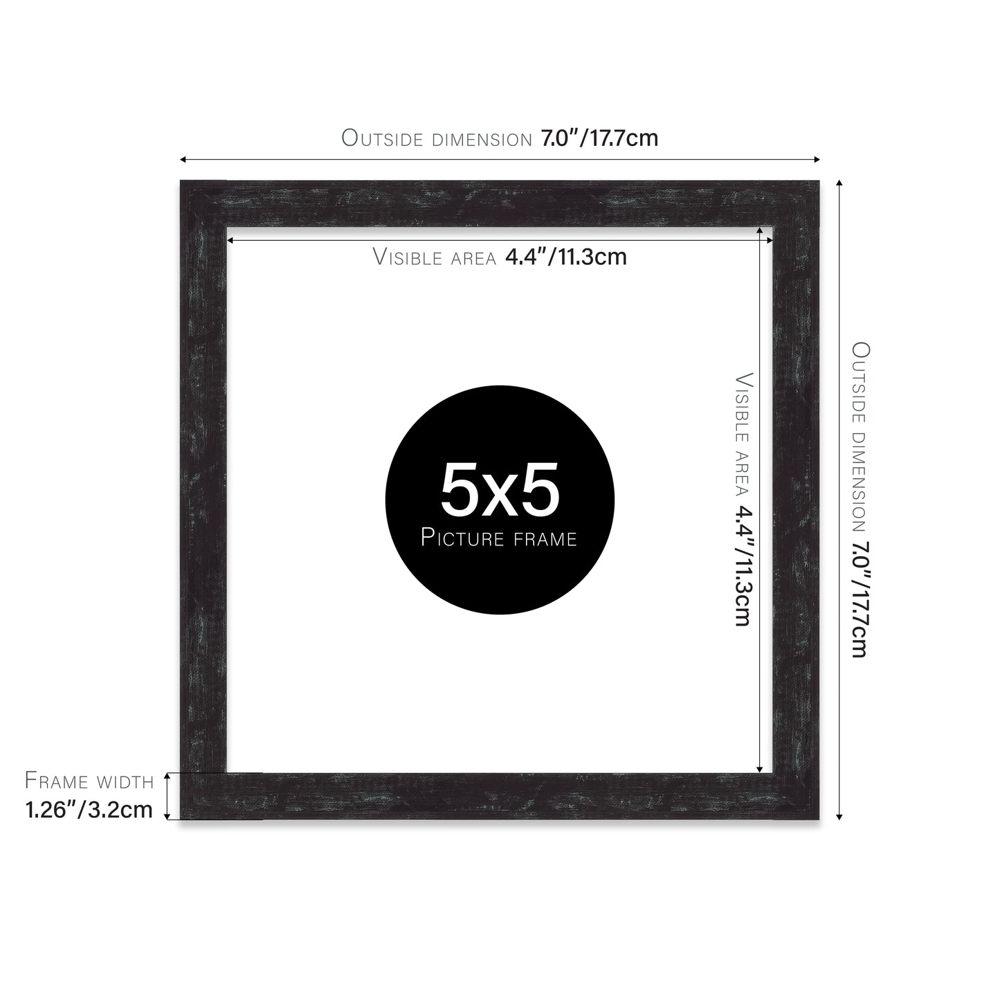 Distressed Black Picture Frame 32mm Edge