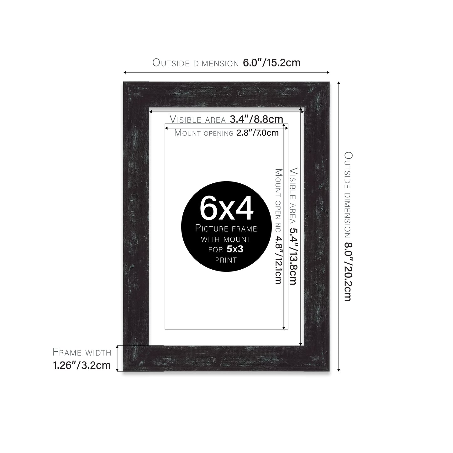Distressed Black Picture Frame 32mm Edge