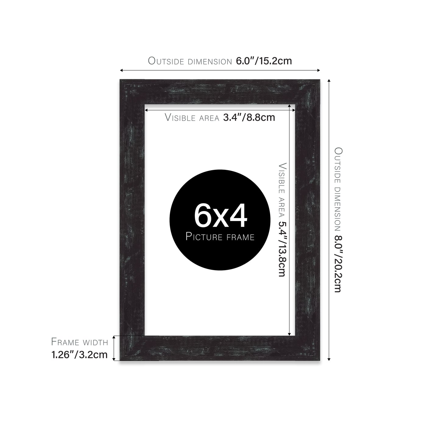 Distressed Black Picture Frame 32mm Edge