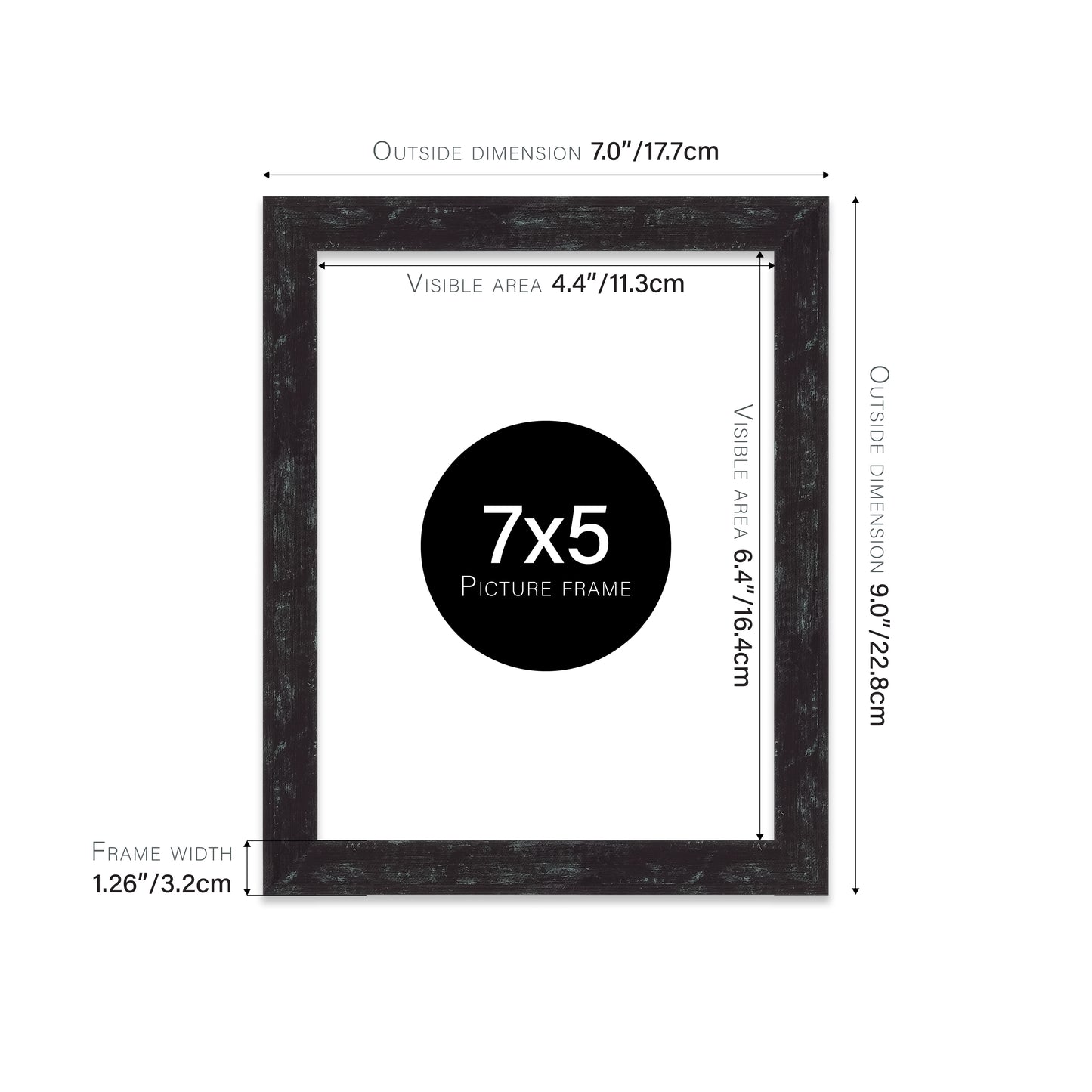 Distressed Black Picture Frame 32mm Edge