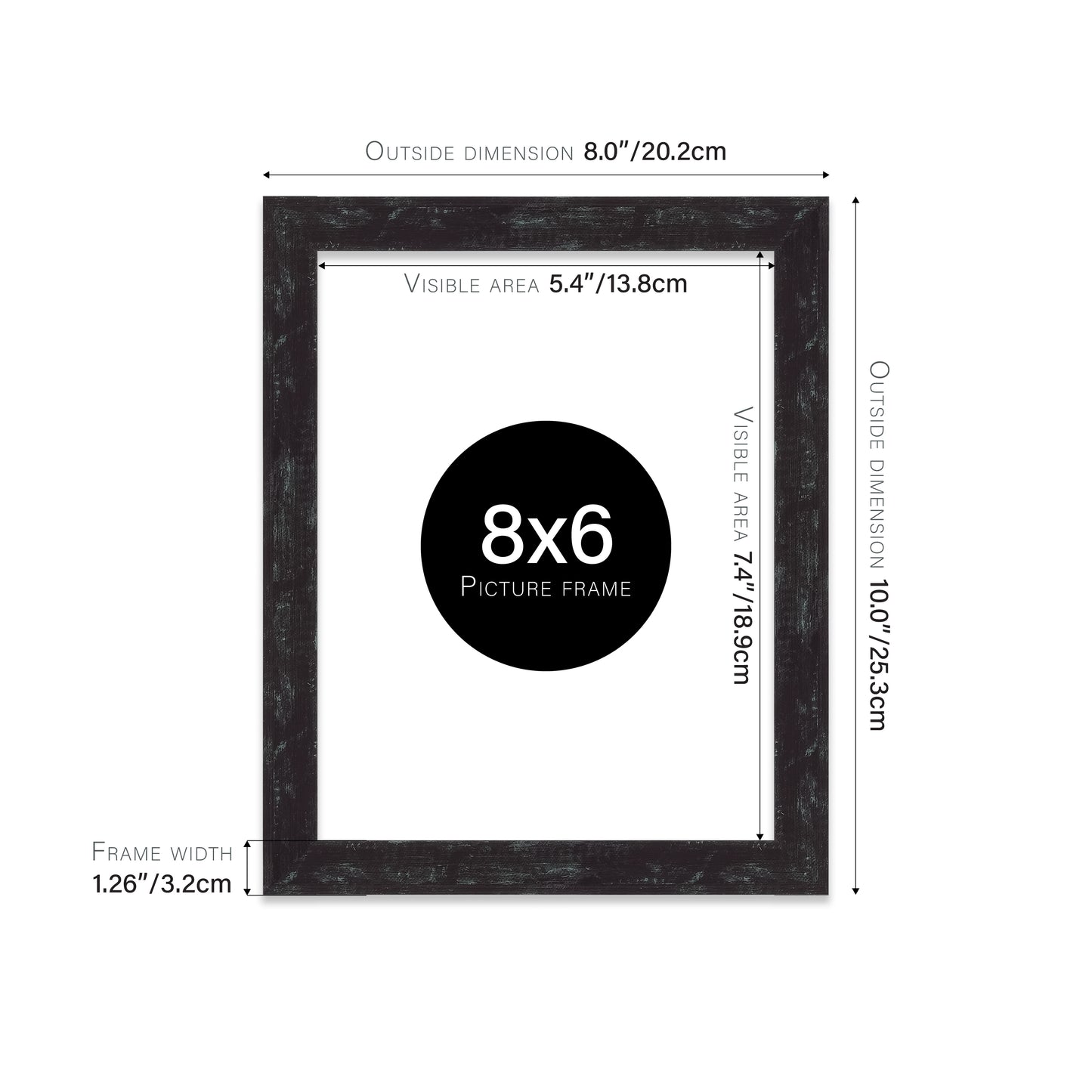 Distressed Black Picture Frame 32mm Edge