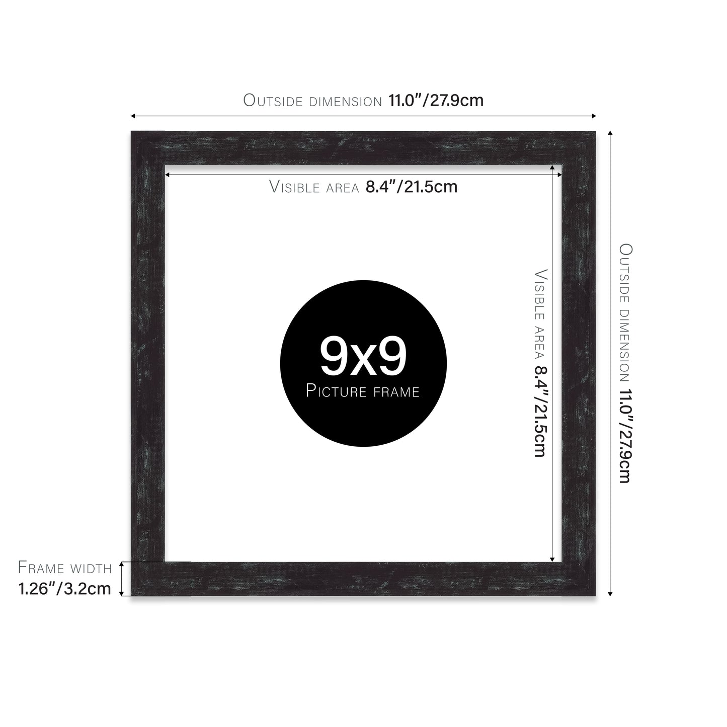 Distressed Black Picture Frame 32mm Edge