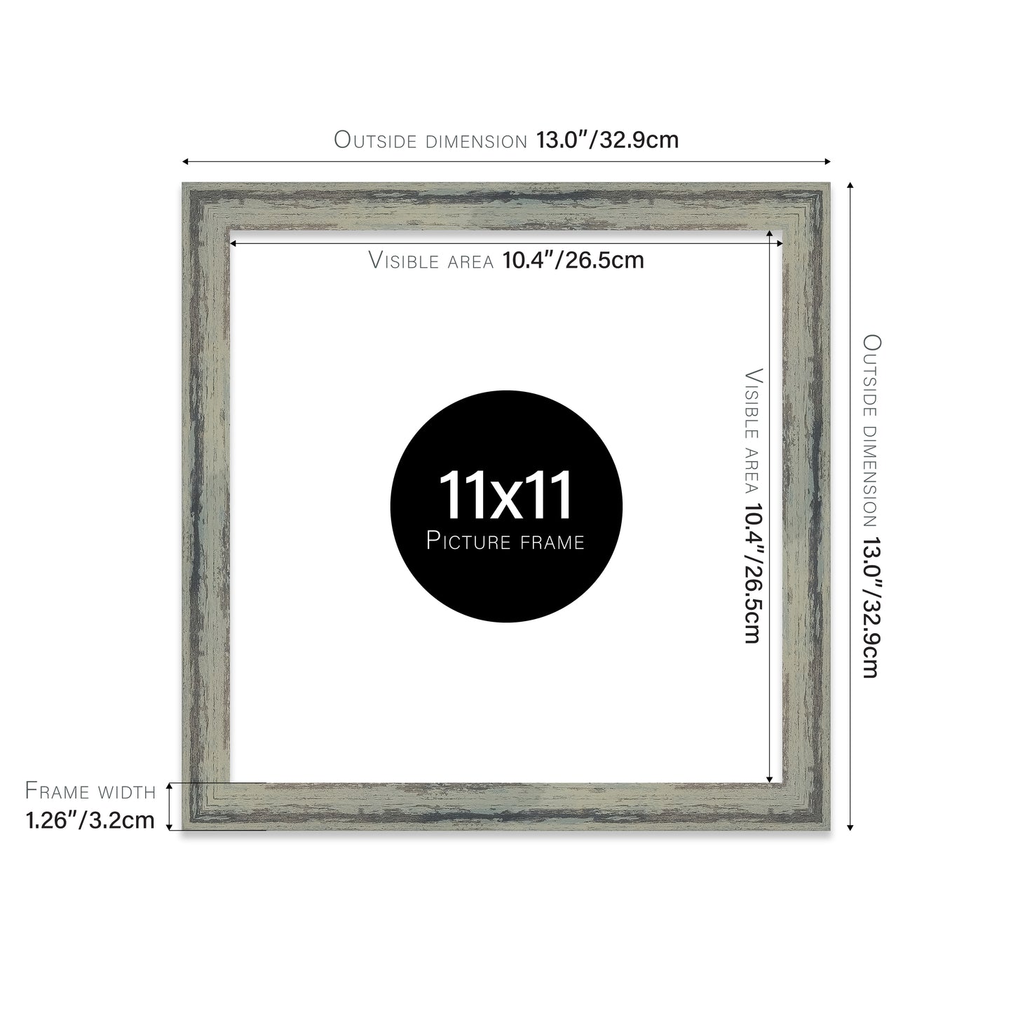 Distressed Green Picture Frame 32mm Edge