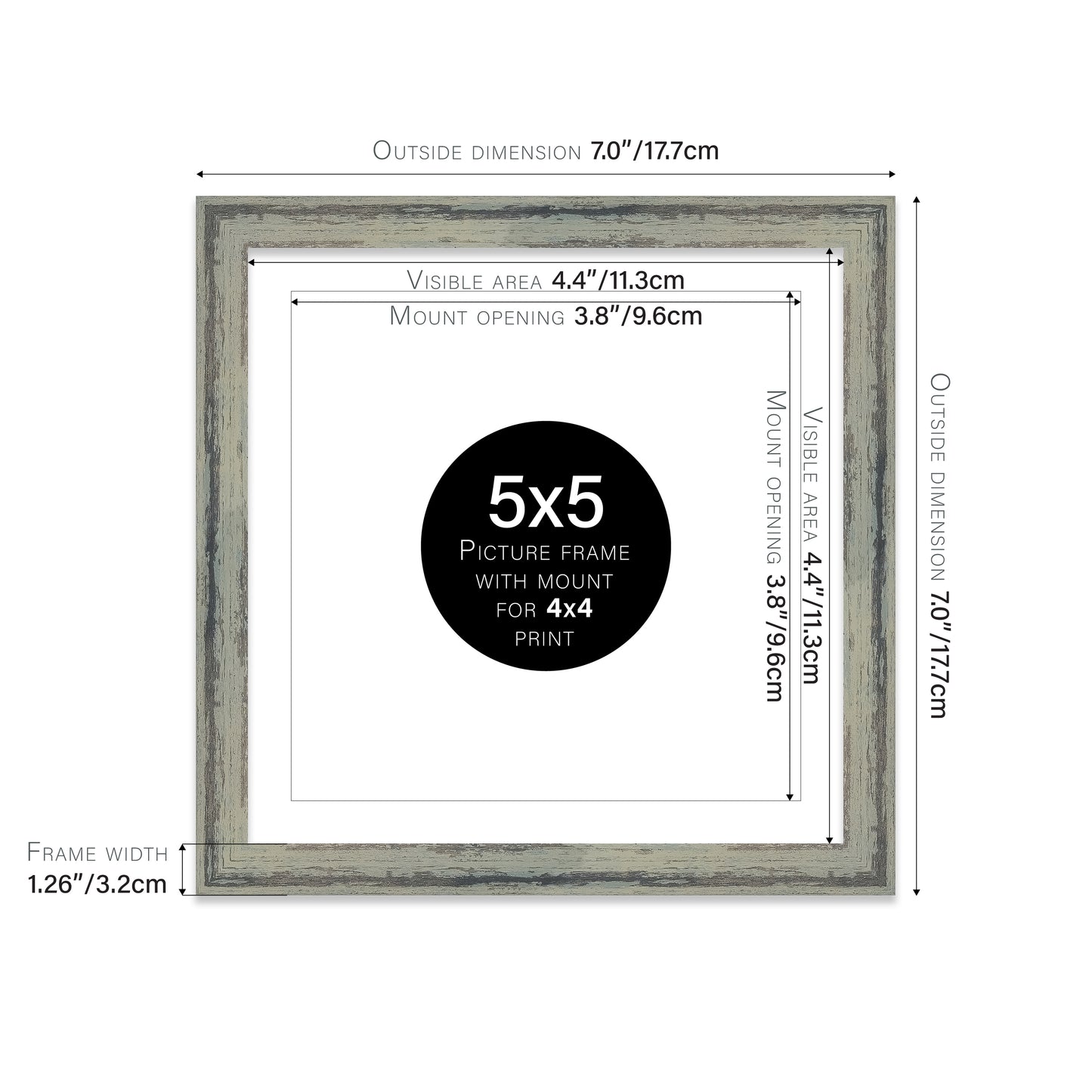 Distressed Green Picture Frame 32mm Edge