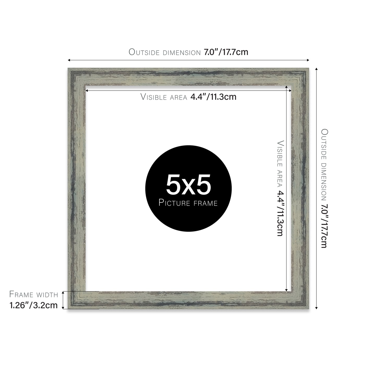 Distressed Green Picture Frame 32mm Edge