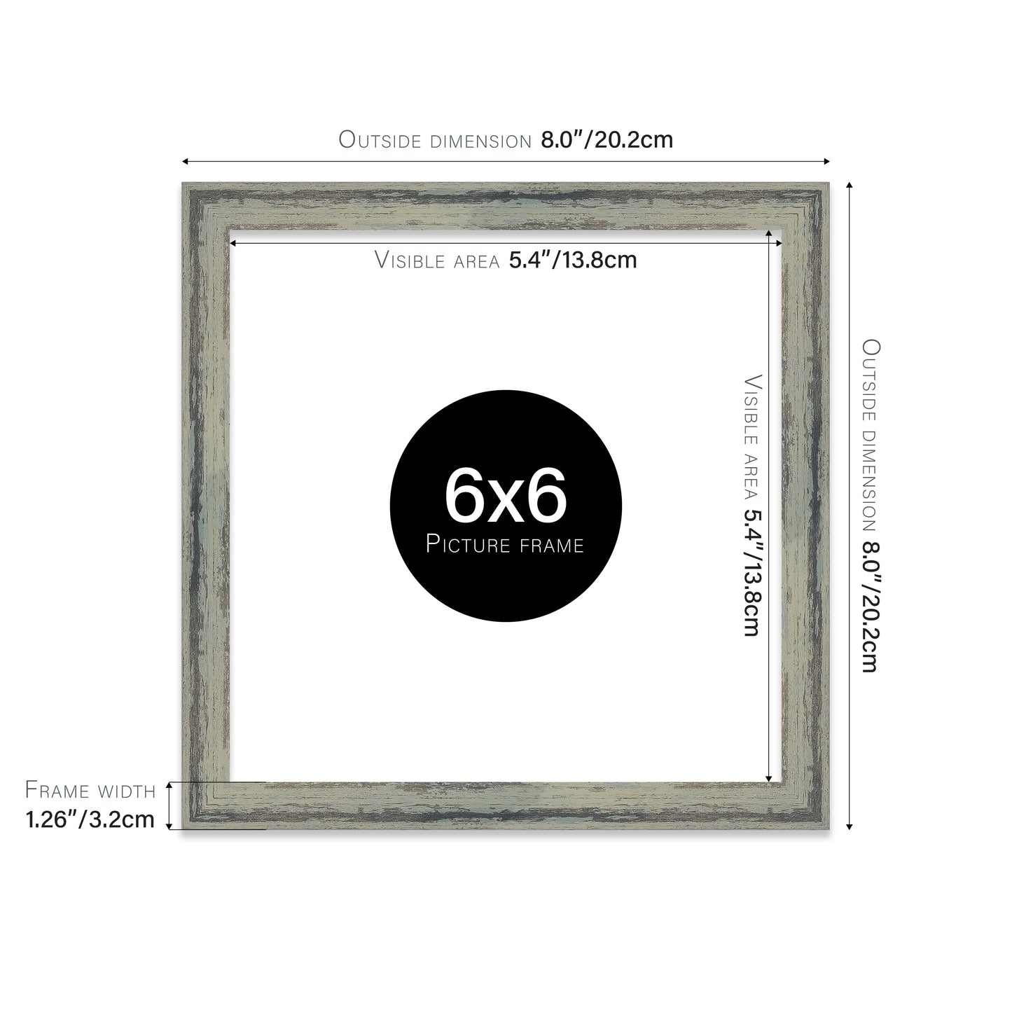 Distressed Green Picture Frame 32mm Edge