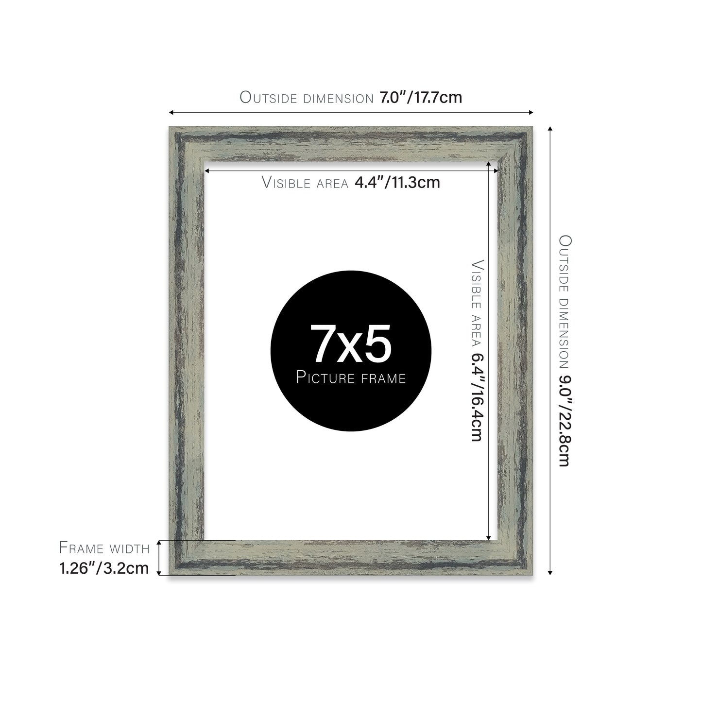Distressed Green Picture Frame 32mm Edge
