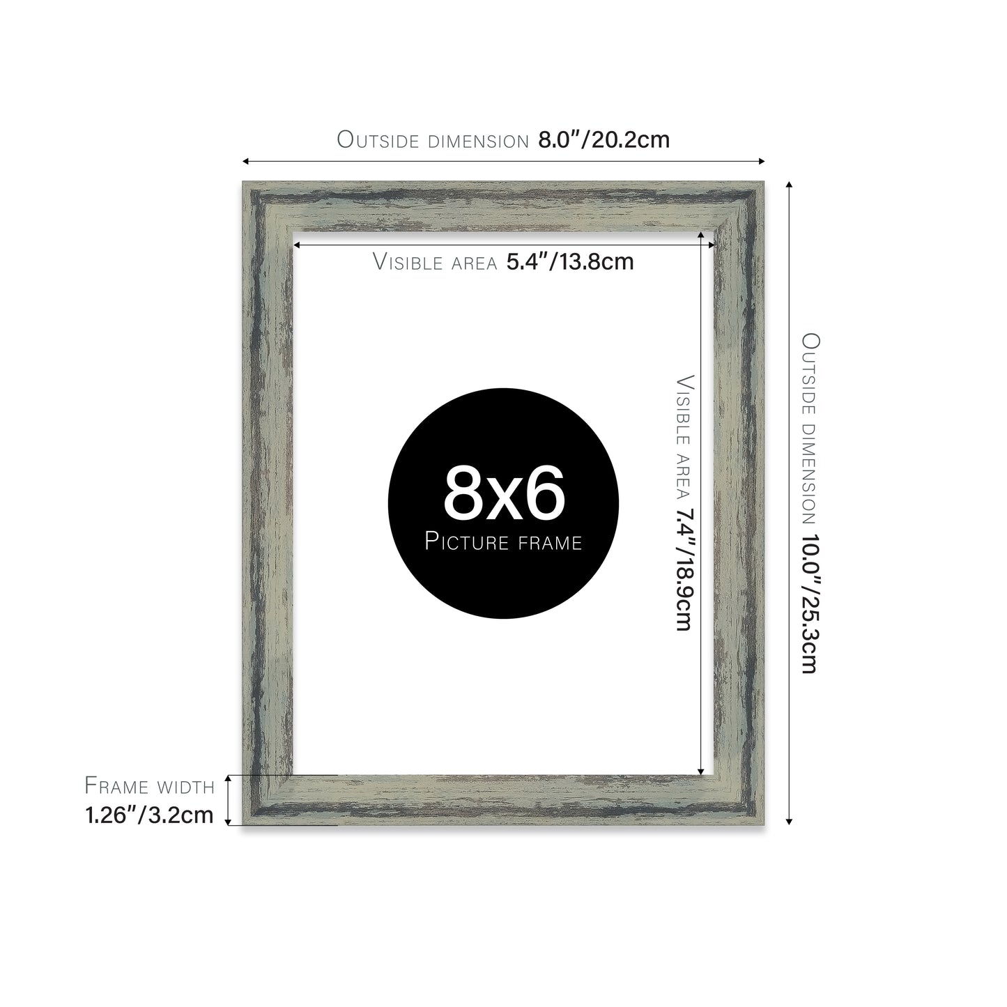 Distressed Green Picture Frame 32mm Edge