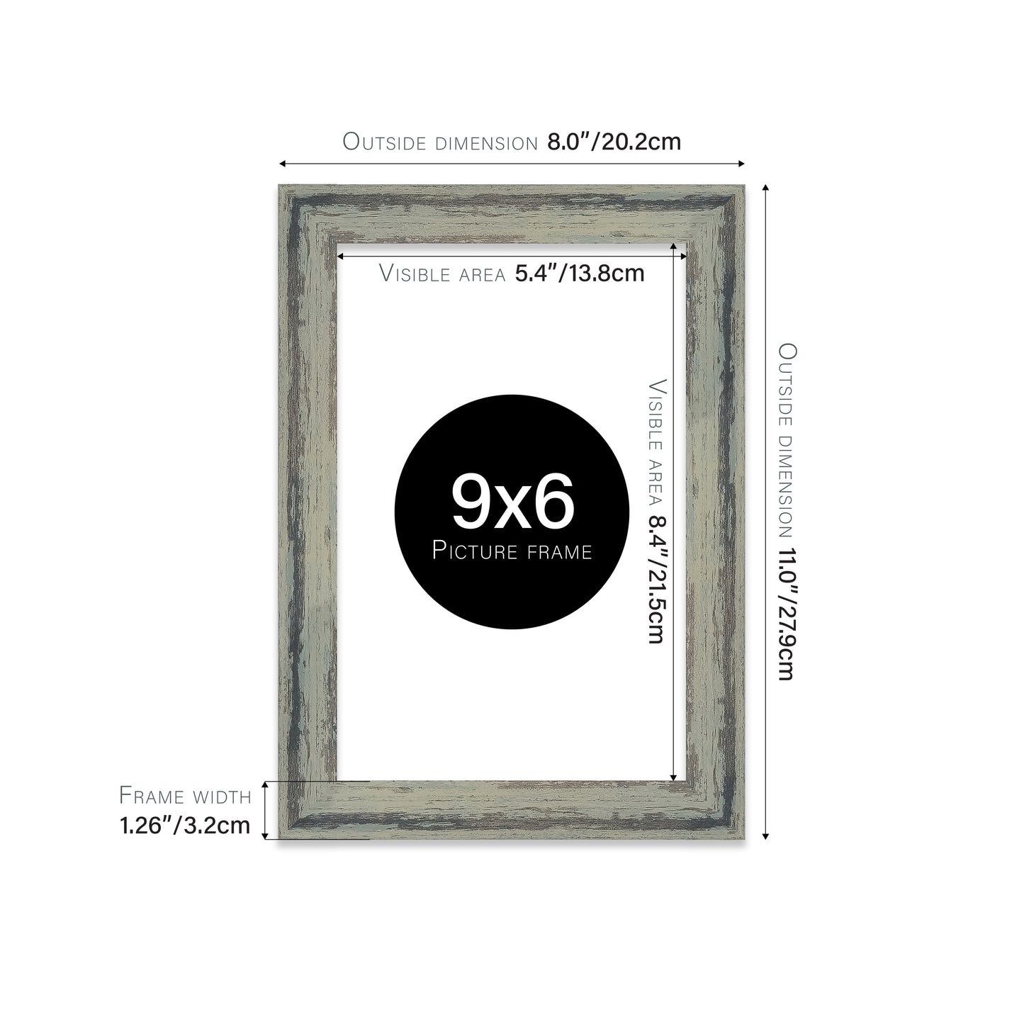 Distressed Green Picture Frame 32mm Edge