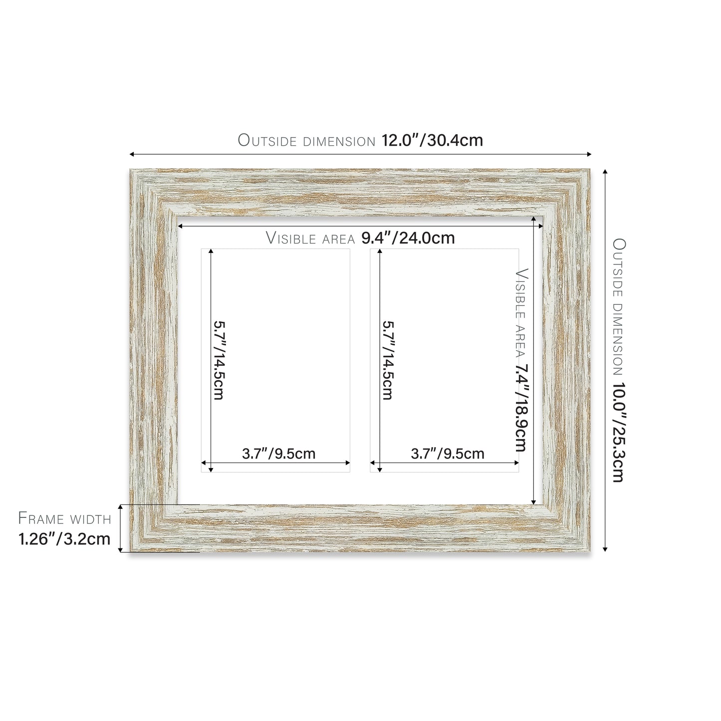 Distressed White Oak Picture Frame 32mm Edge