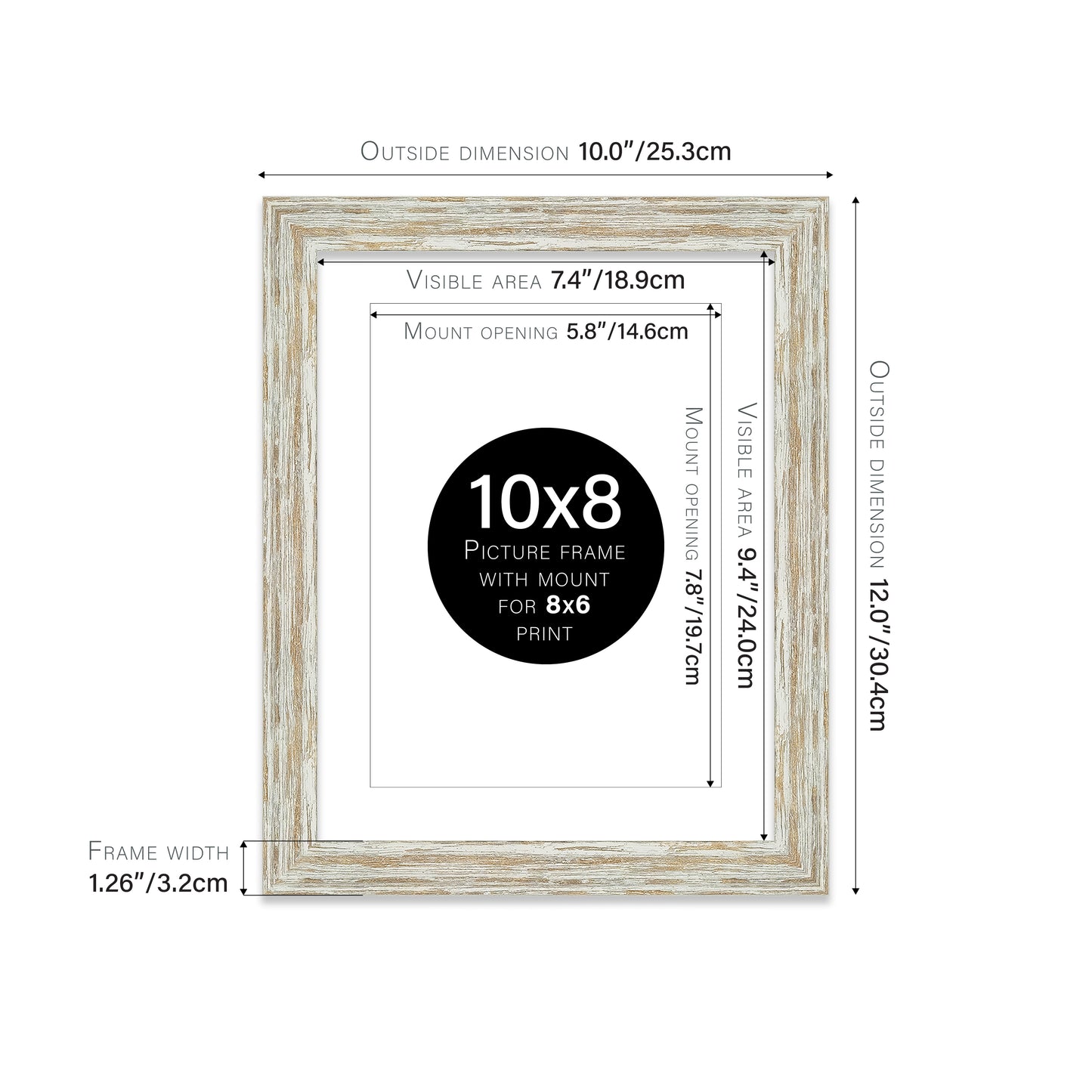 Distressed White Oak Picture Frame 32mm Edge