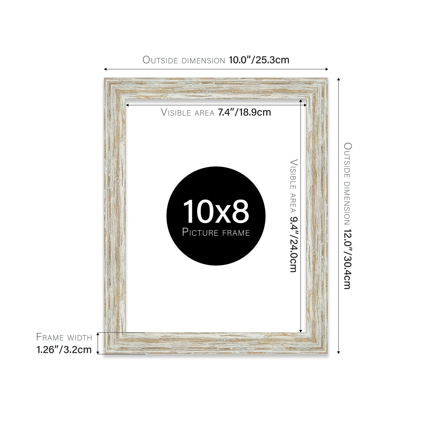 Distressed White Oak Picture Frame 32mm Edge