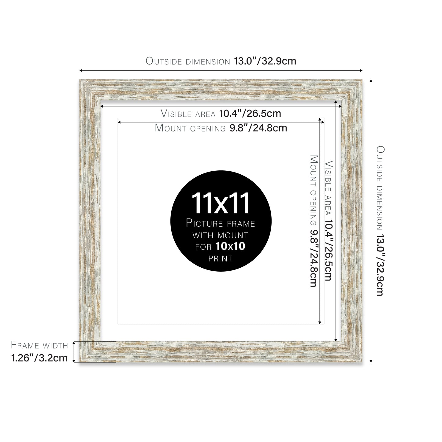 Distressed White Oak Picture Frame 32mm Edge