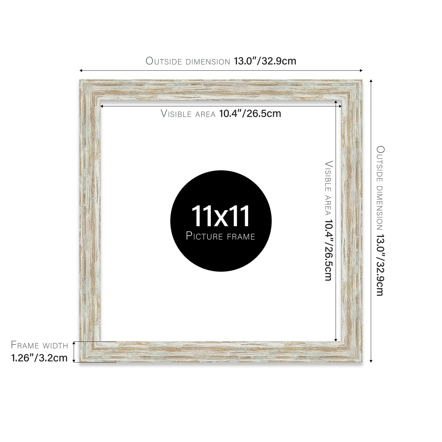 Distressed White Oak Picture Frame 32mm Edge