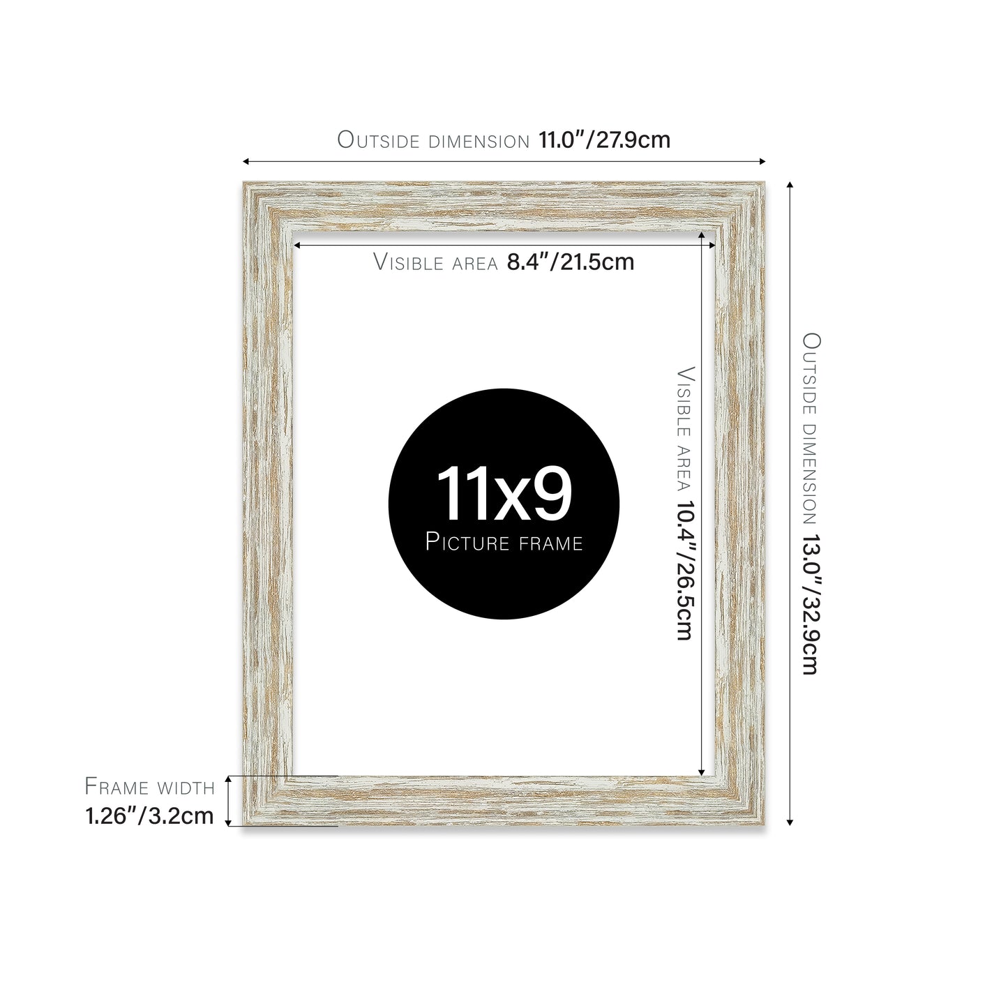 Distressed White Oak Picture Frame 32mm Edge