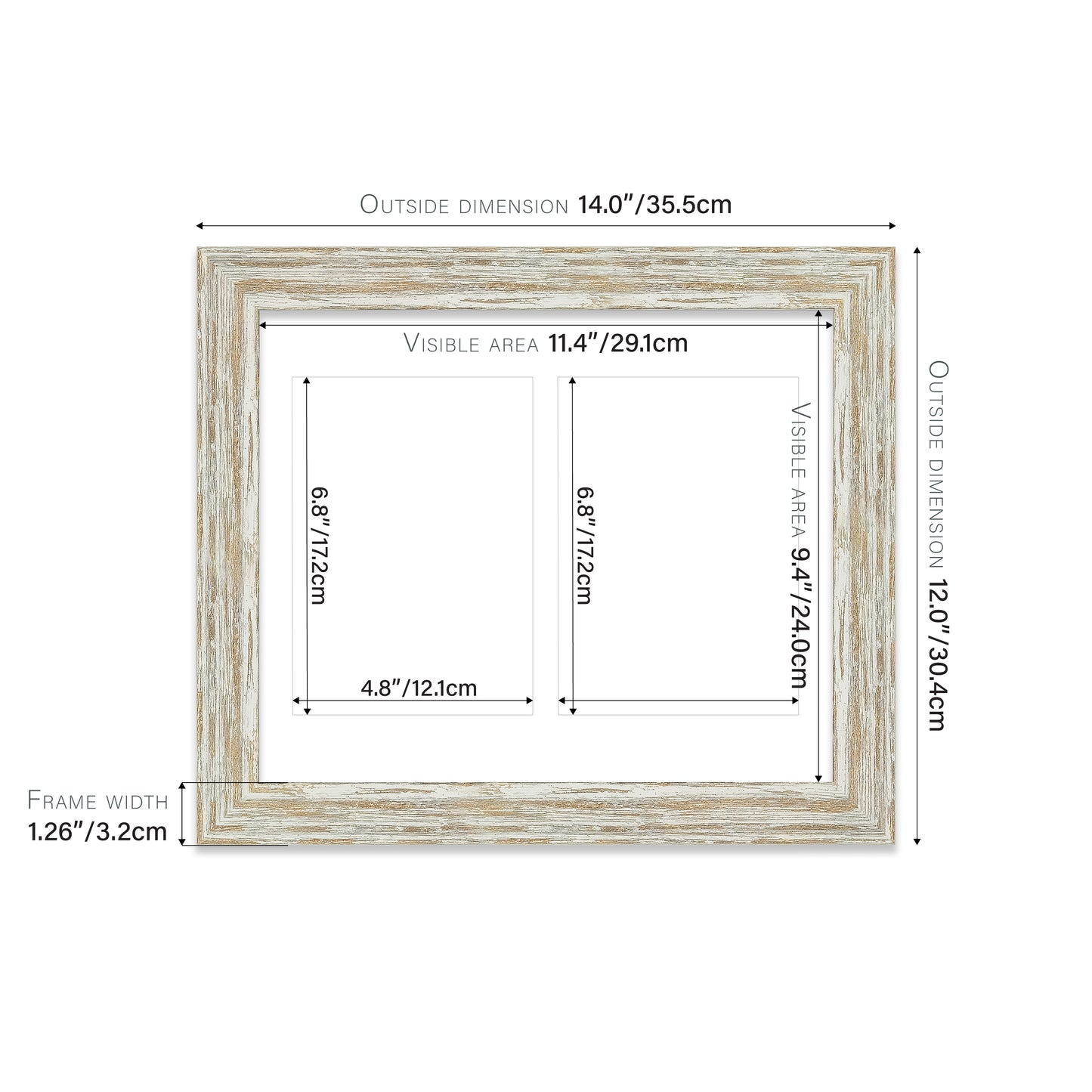 Distressed White Oak Picture Frame 32mm Edge