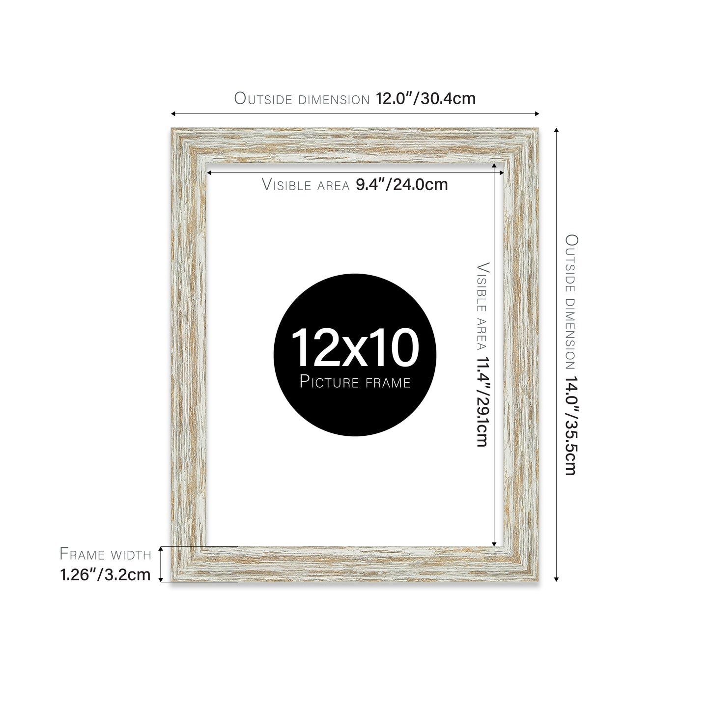 Distressed White Oak Picture Frame 32mm Edge
