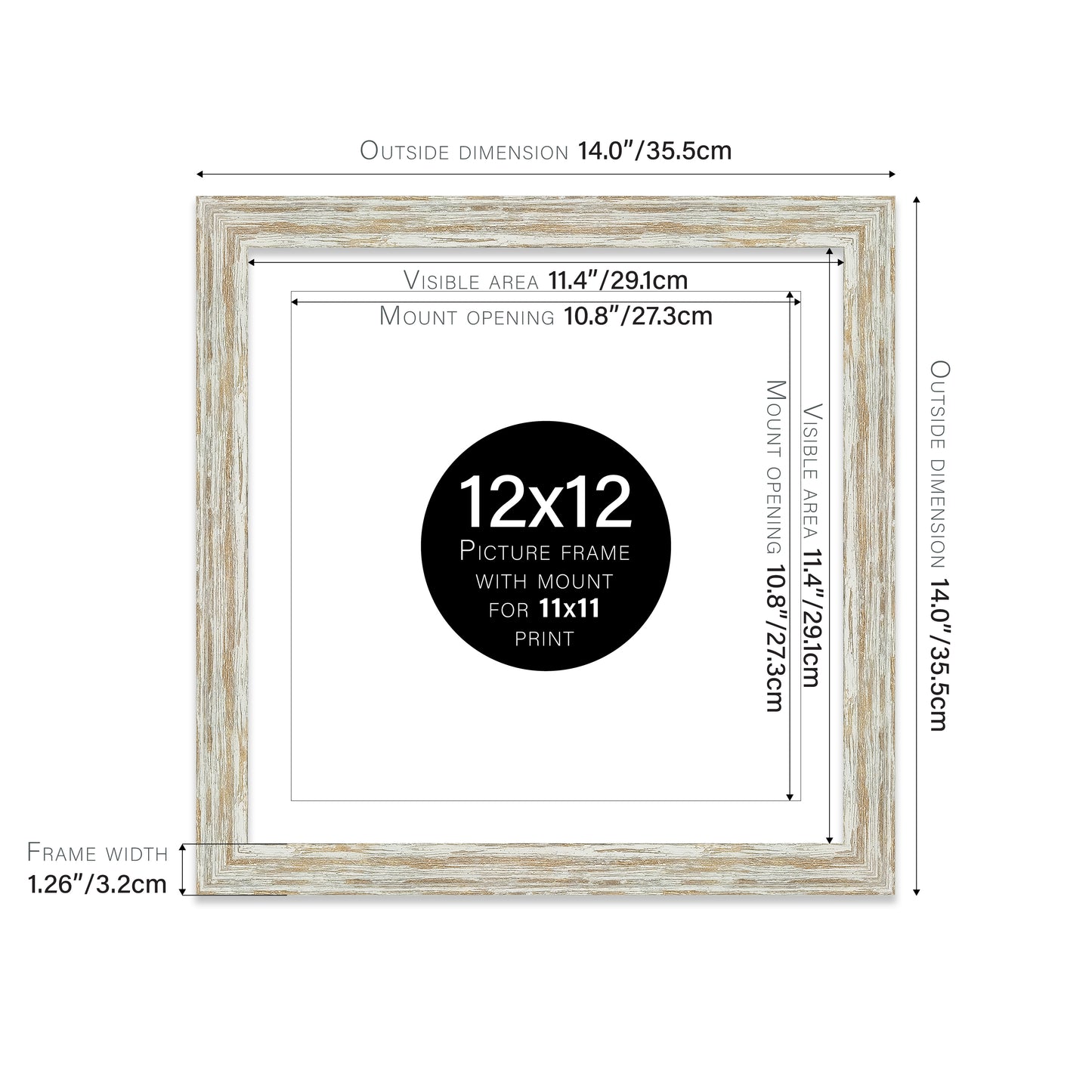 Distressed White Oak Picture Frame 32mm Edge