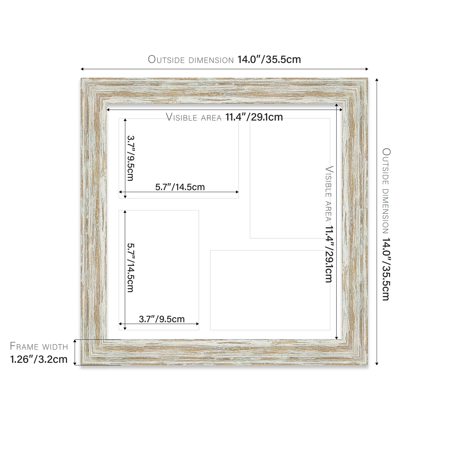 Distressed White Oak Picture Frame 32mm Edge
