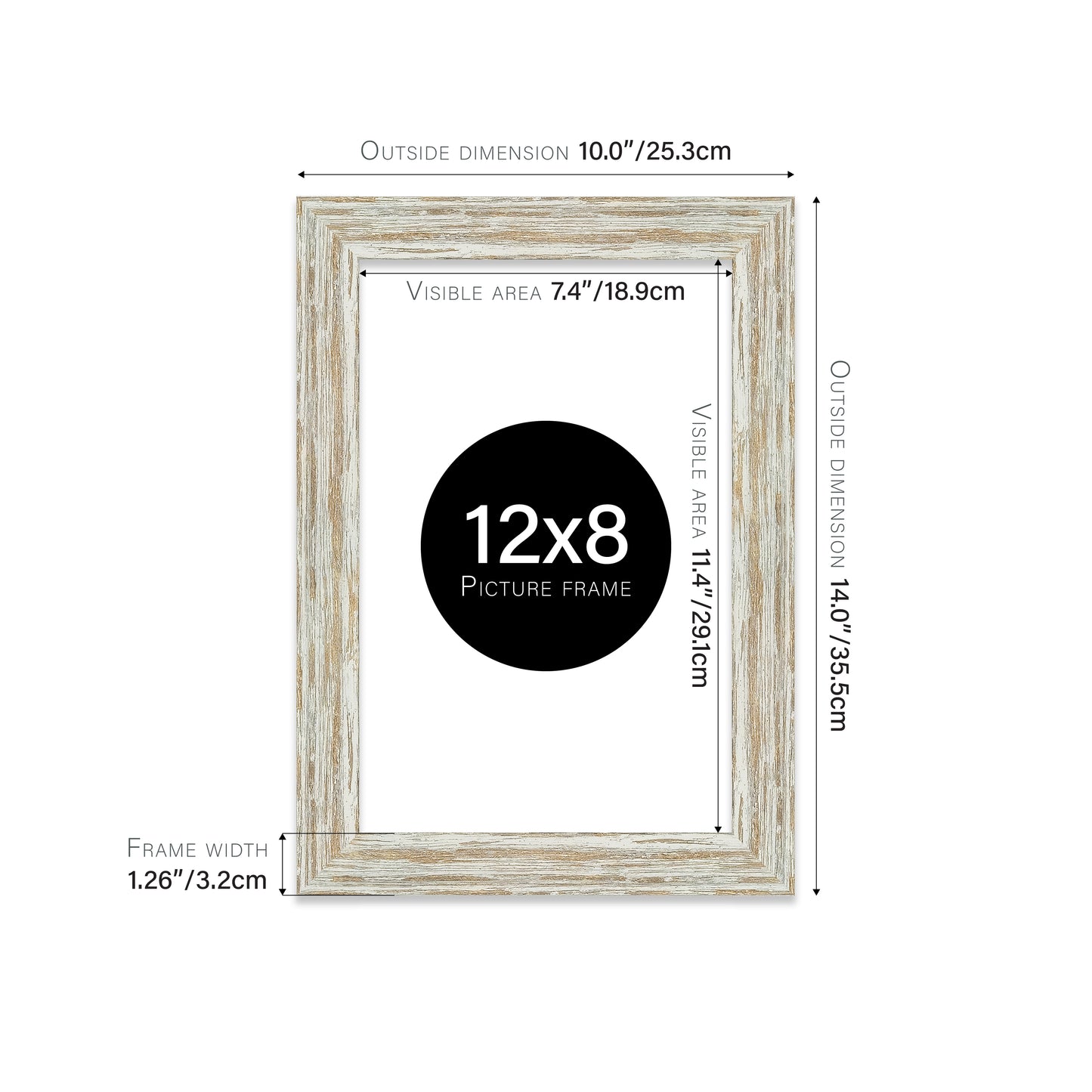 Distressed White Oak Picture Frame 32mm Edge