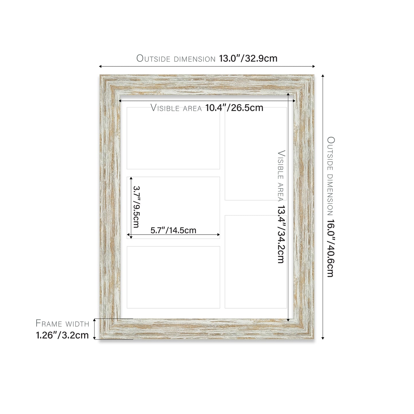 Distressed White Oak Picture Frame 32mm Edge