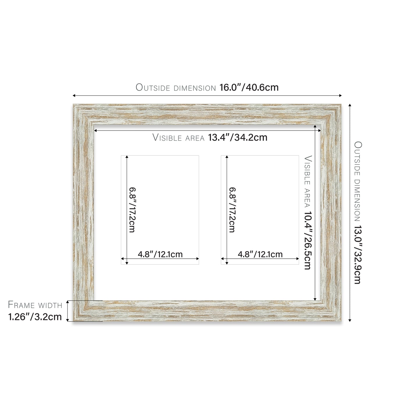 Distressed White Oak Picture Frame 32mm Edge