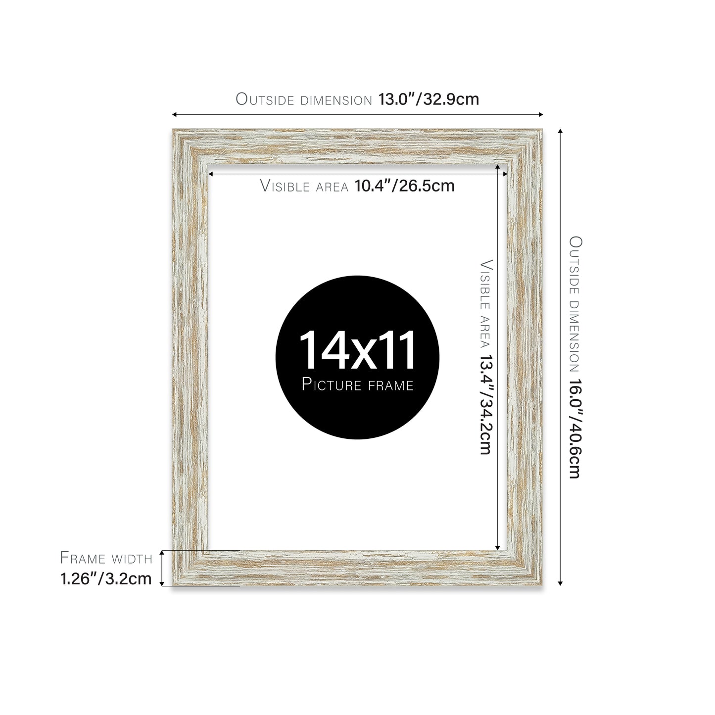 Distressed White Oak Picture Frame 32mm Edge
