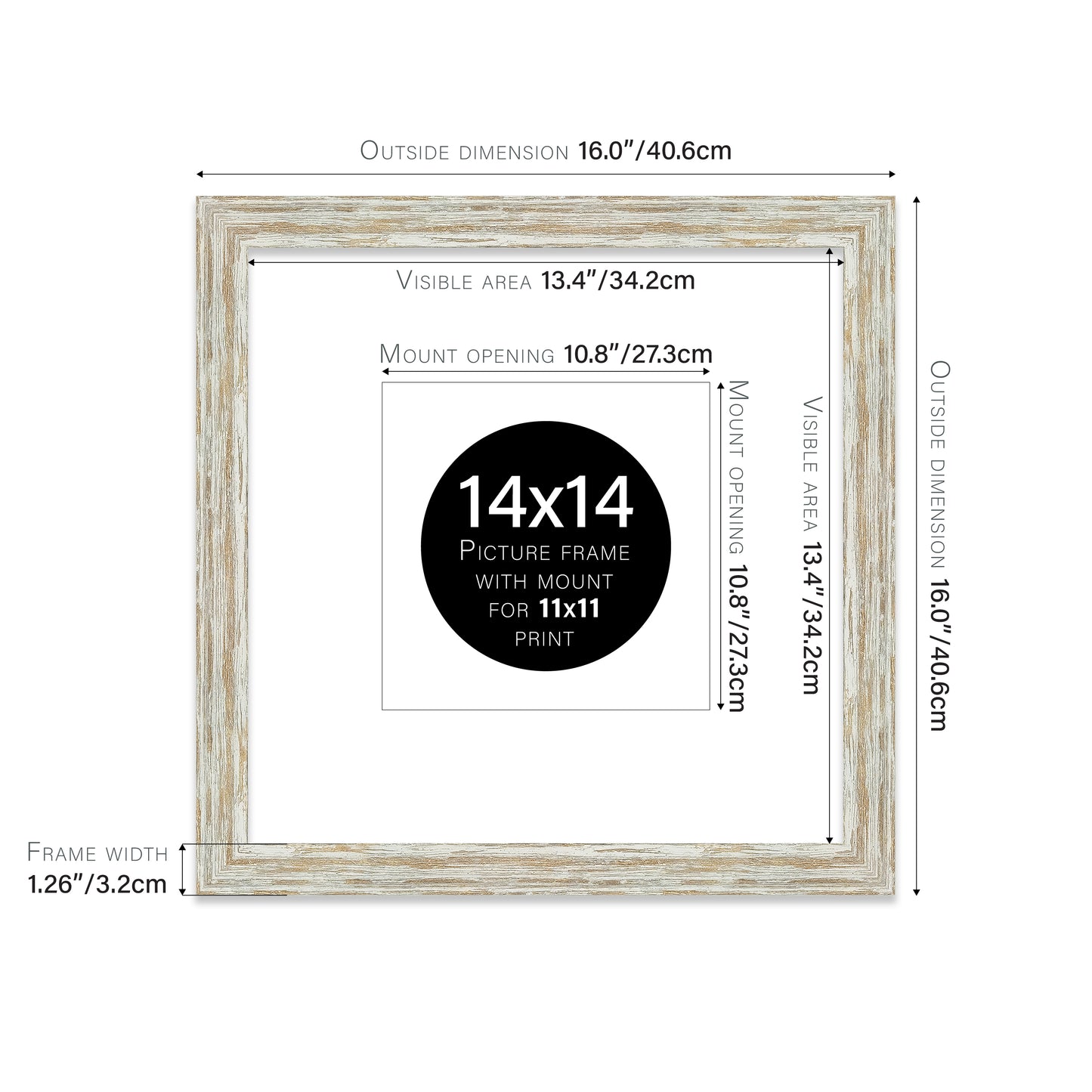 Distressed White Oak Picture Frame 32mm Edge