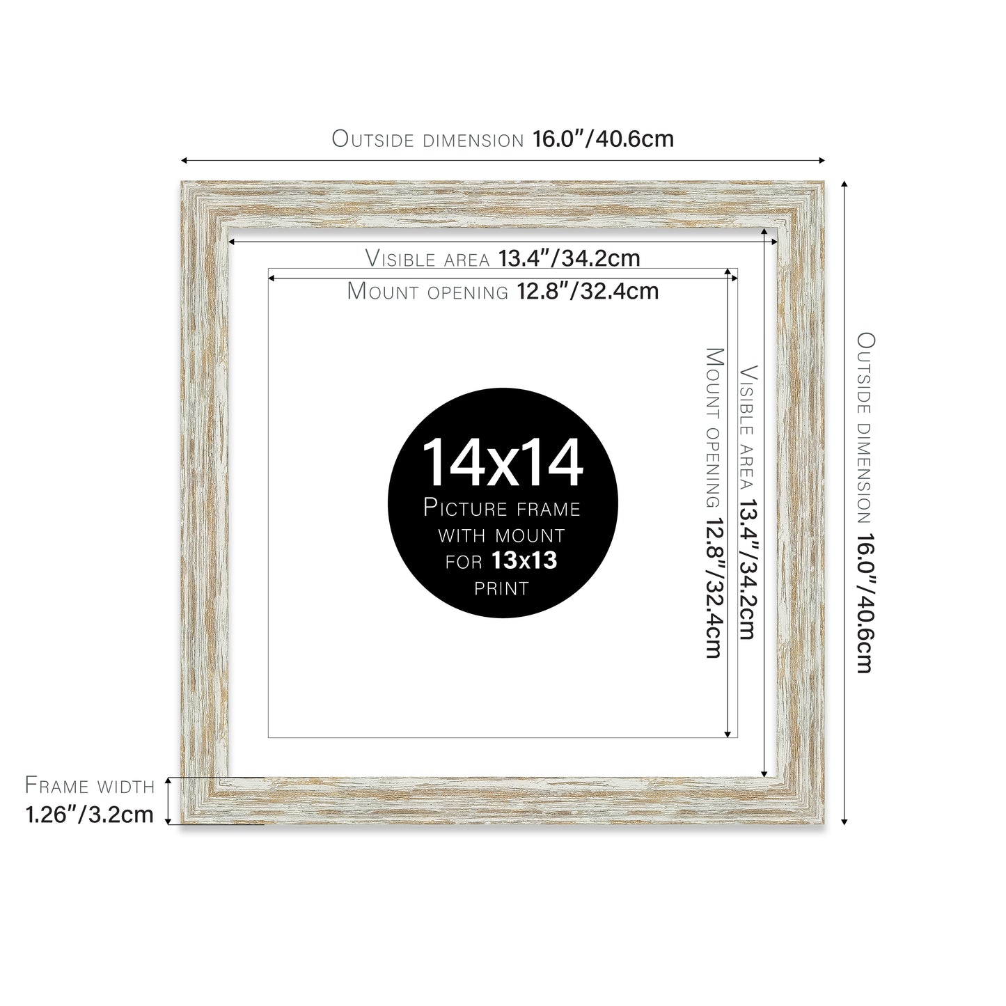 Distressed White Oak Picture Frame 32mm Edge