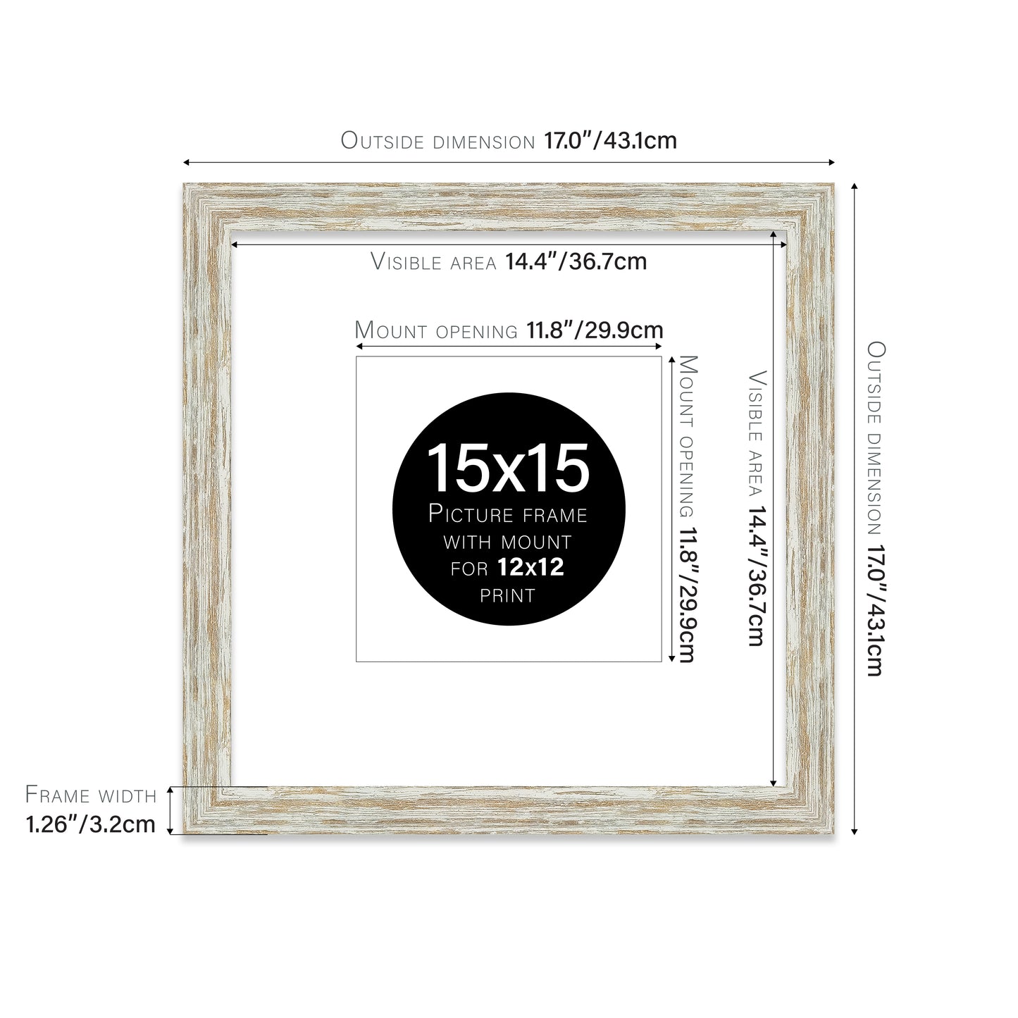Distressed White Oak Picture Frame 32mm Edge