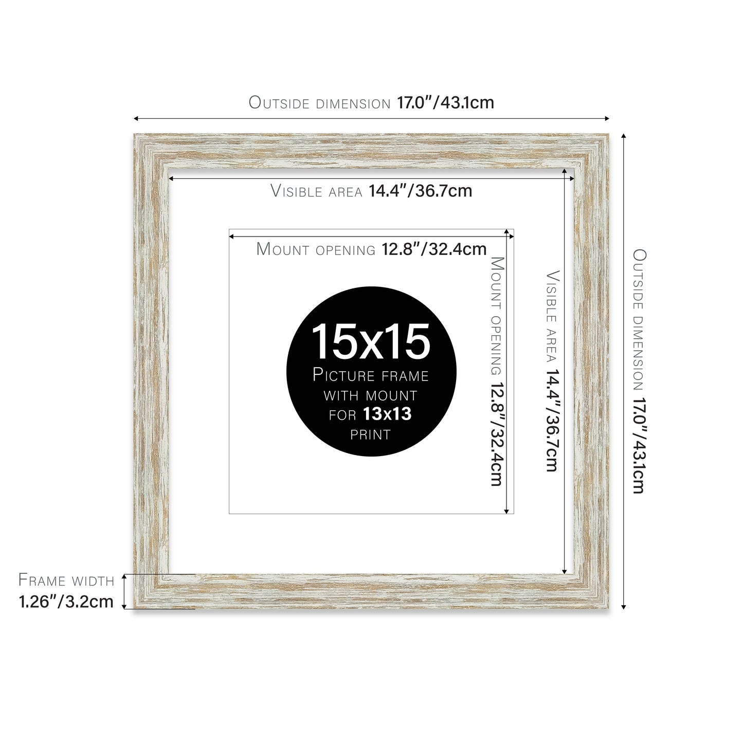 Distressed White Oak Picture Frame 32mm Edge