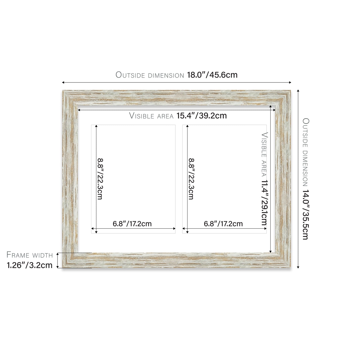 Distressed White Oak Picture Frame 32mm Edge