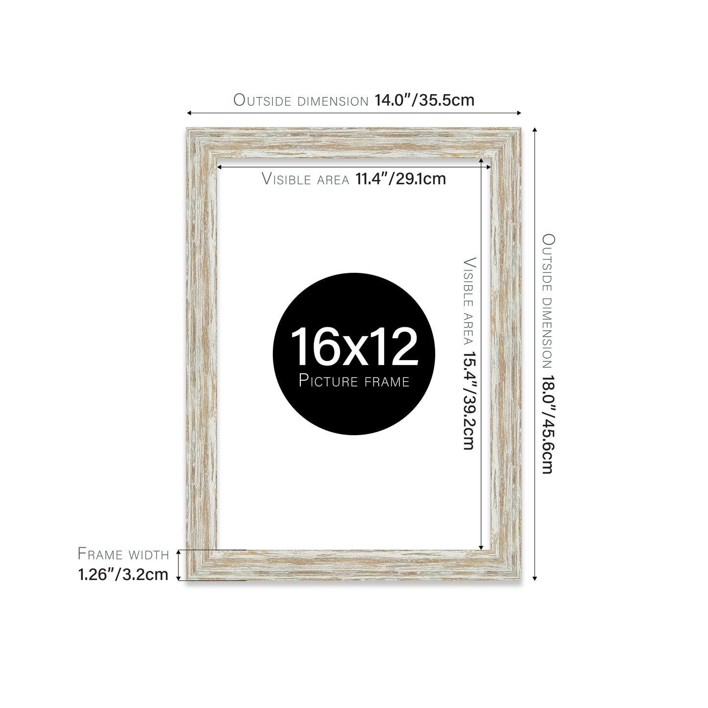Distressed White Oak Picture Frame 32mm Edge